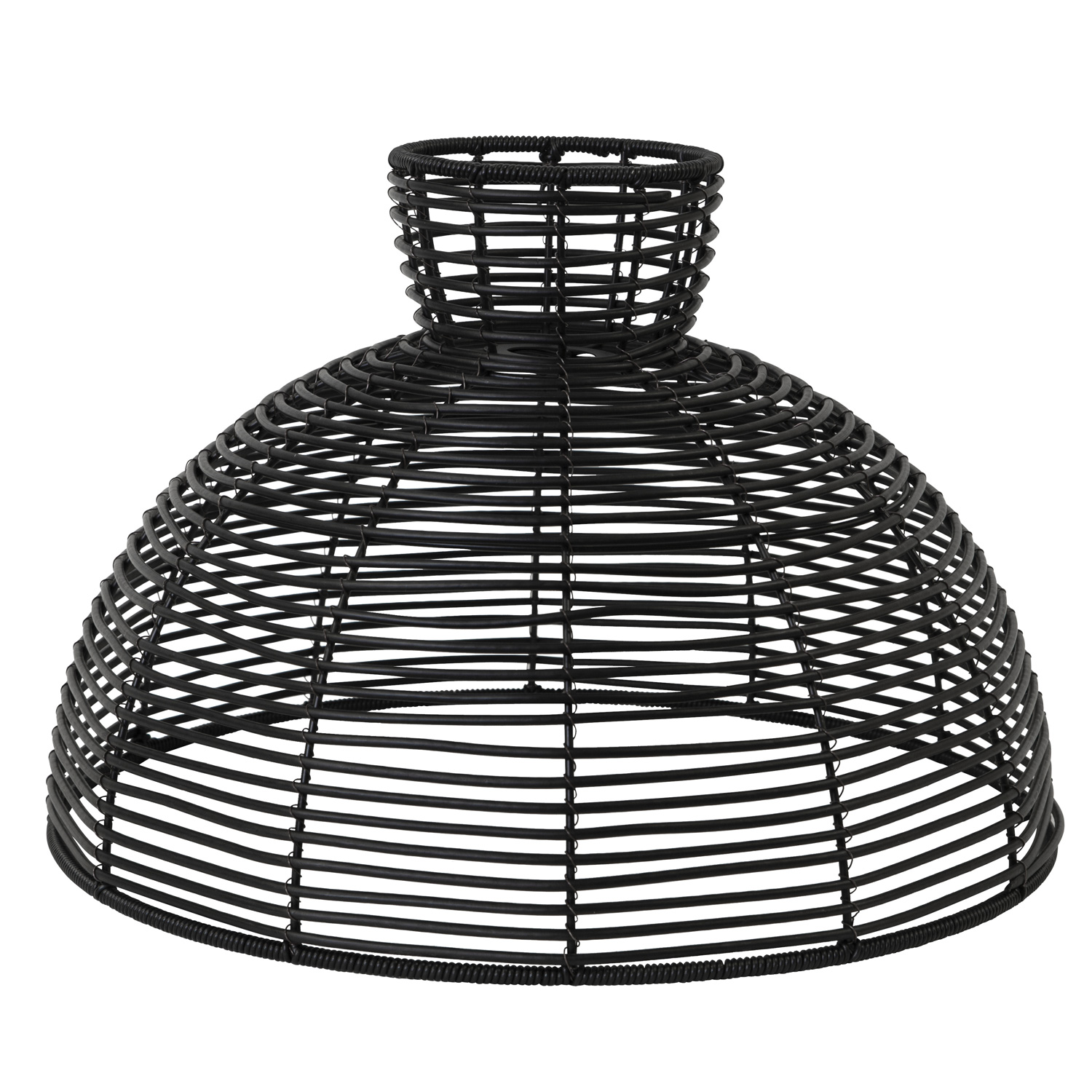 Lampenschirm RUND wetterfest - Rattanoptik - für E27 Fassungen - D: 47cm - H: 32cm - schwarz