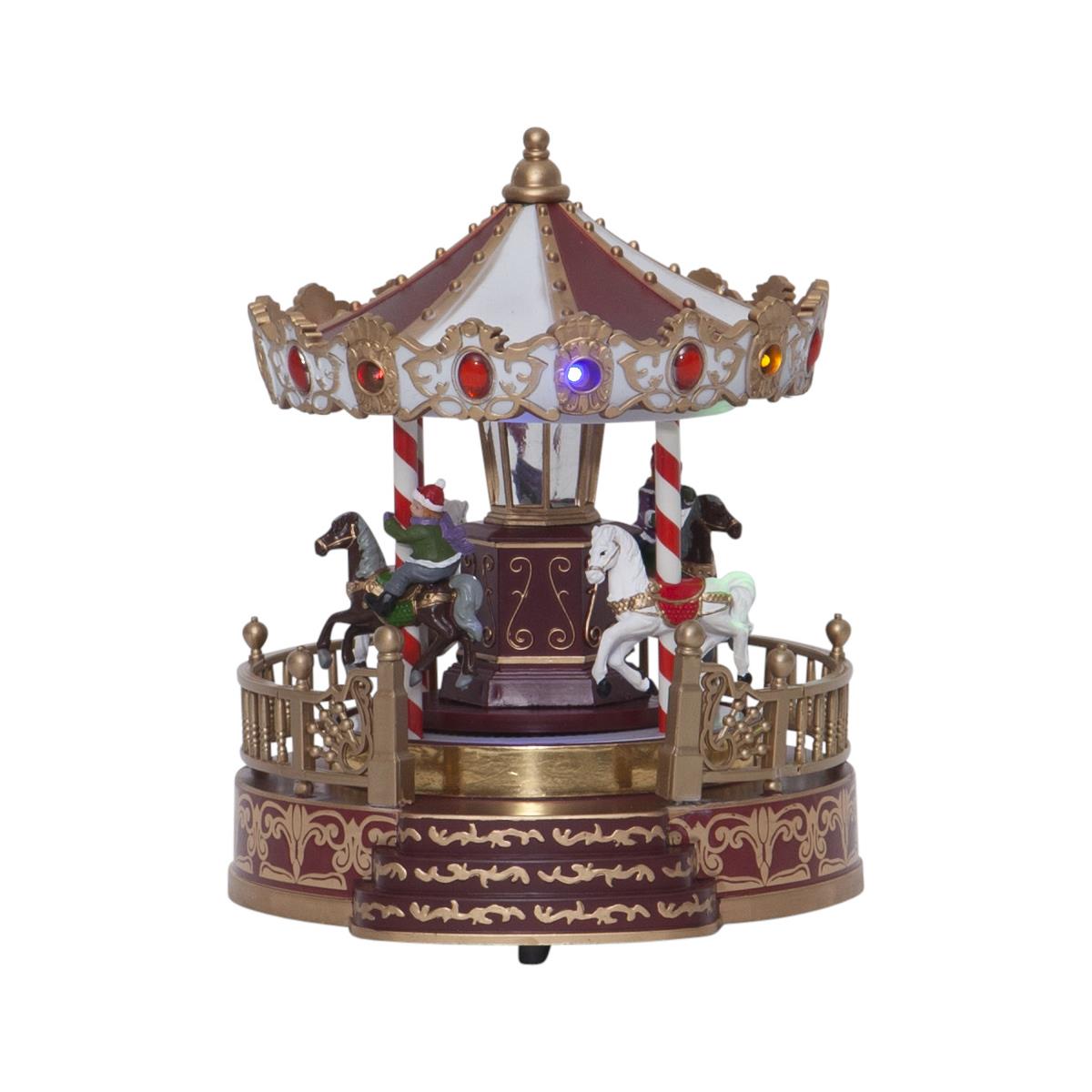 LED-Weihnachtskarussell "Kidsville" - mit Bewegung und Musik - 13 bunte LED - H: 22cm - Timer