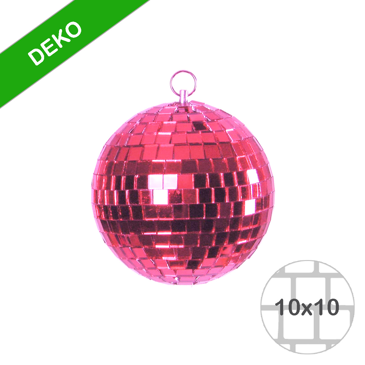 Spiegelkugel 15cm - Discokugel - Echtglas - 10x10mm Spiegel - pink