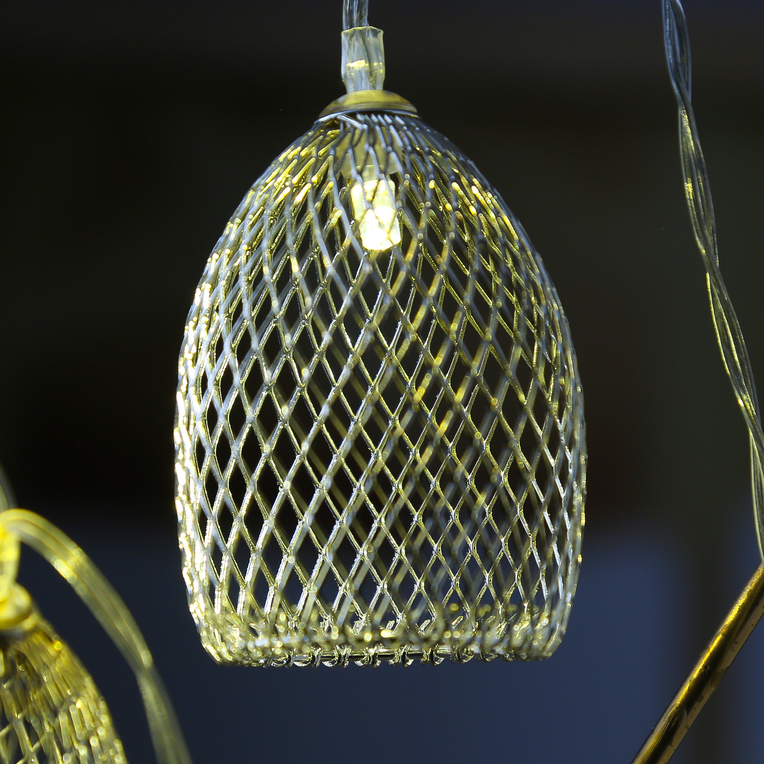 LED Lichterkette GLAMOUR - 10 silberne Lampenschirmchen - L: 1,8m - Batteriebetrieb