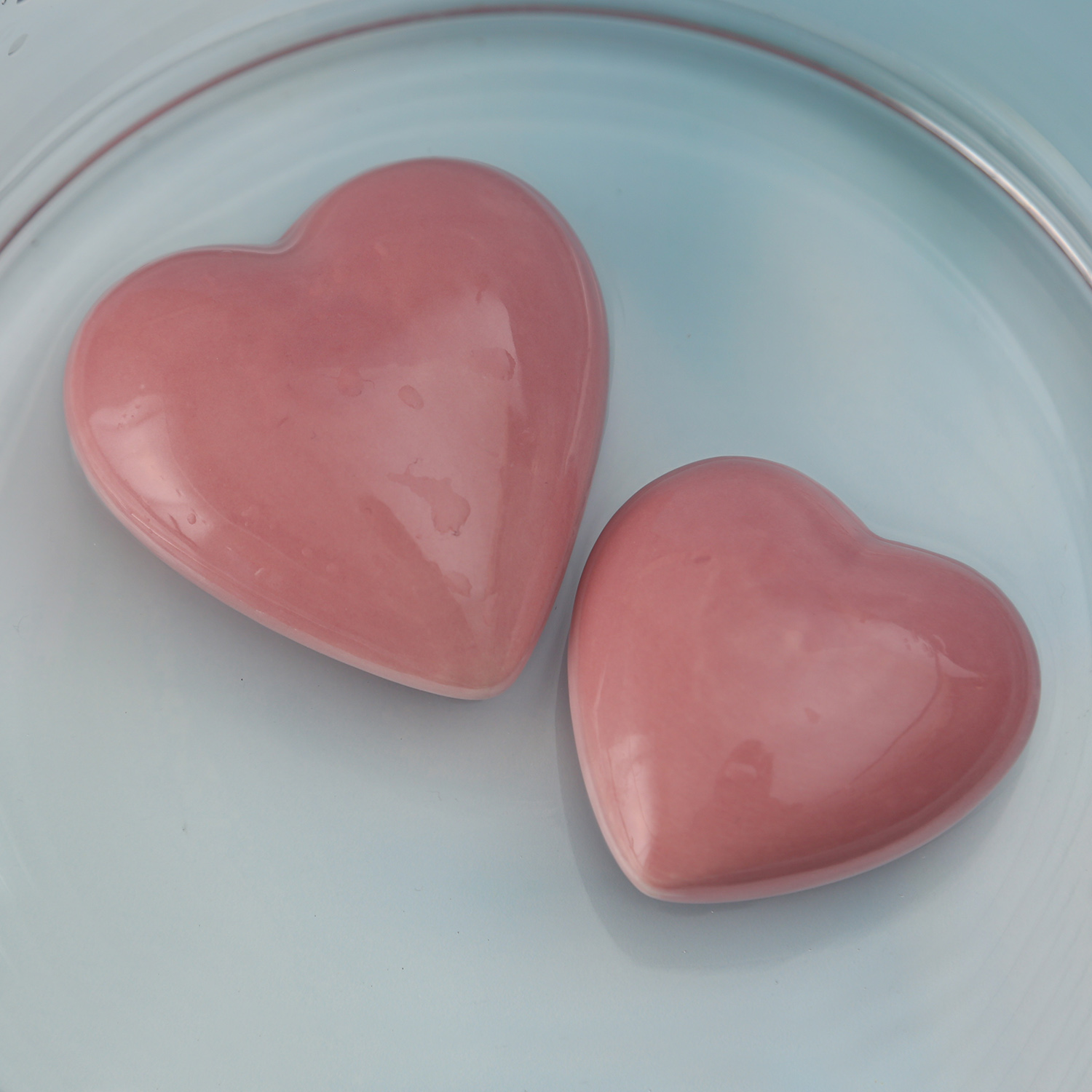 Teichdeko HERZ - Dekoobjekt - Porzellan - schwimmend - L: 8,5cm - rosa