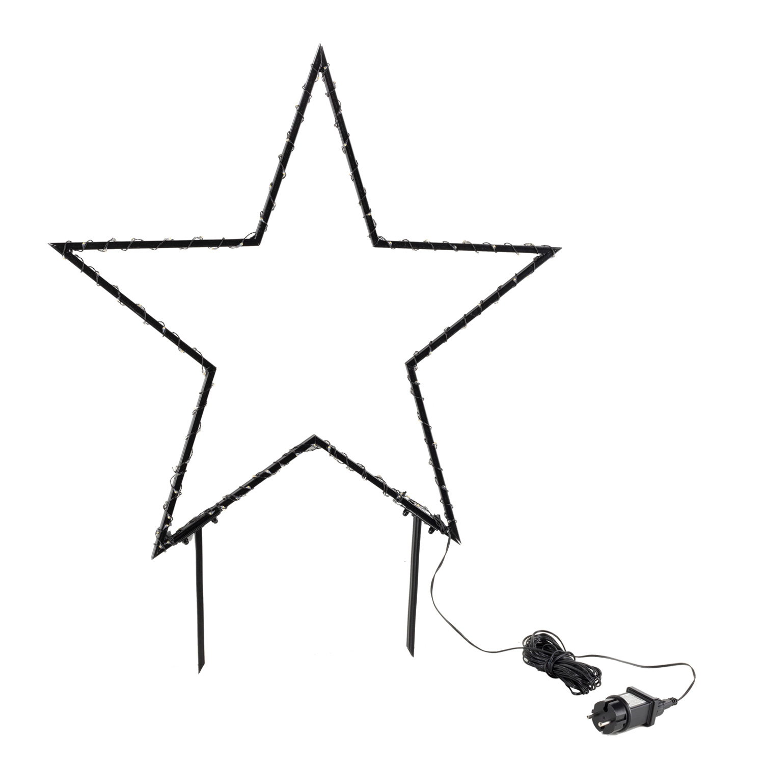 LED Gartenstecker Stern - 150 warmweiße LED - H: 60cm - Trafo - für Außen - schwarz