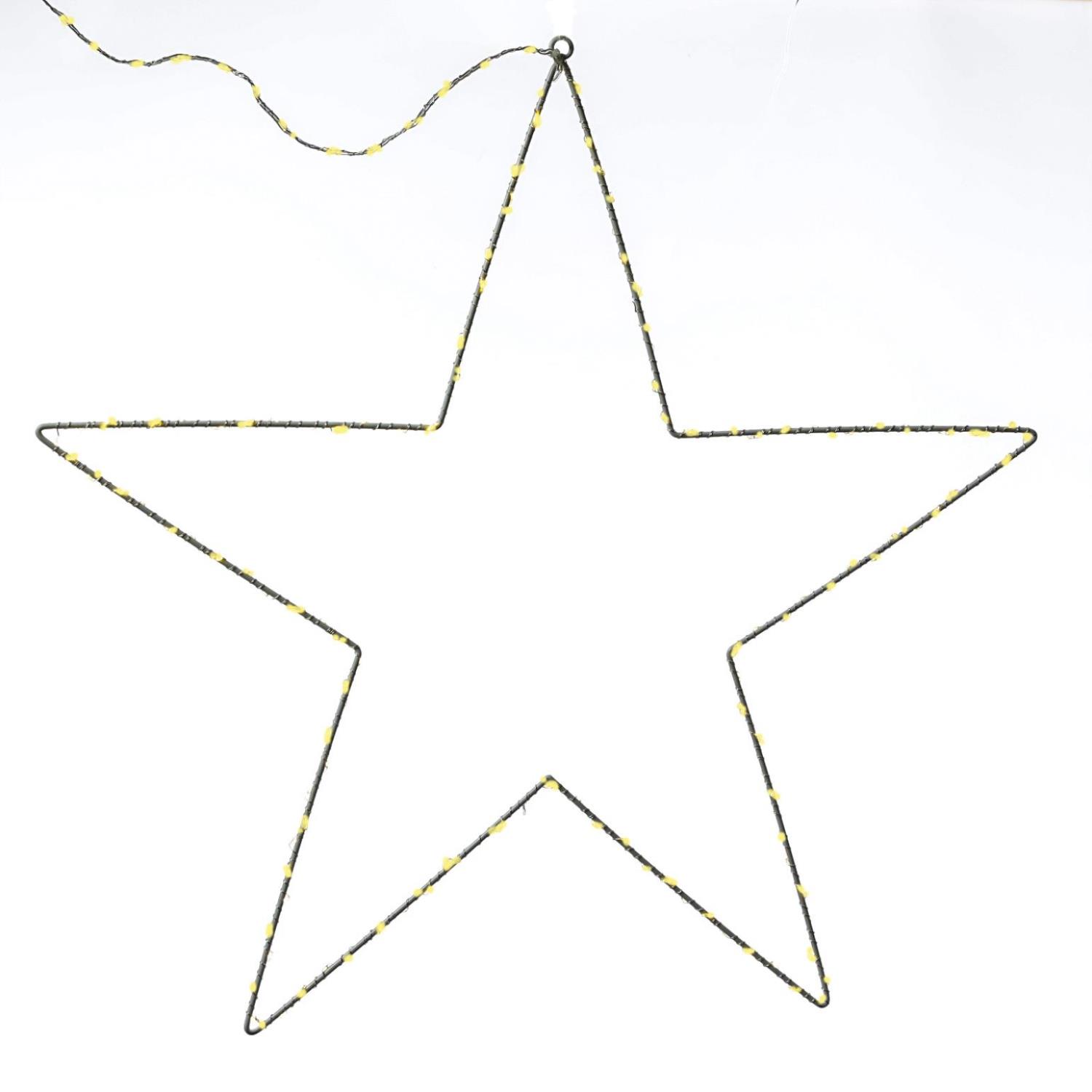 B-Ware LED Stern - Metallstern - hängend - 180 warmweiße LED - H: 60cm - Timer - Außentrafo - weiß