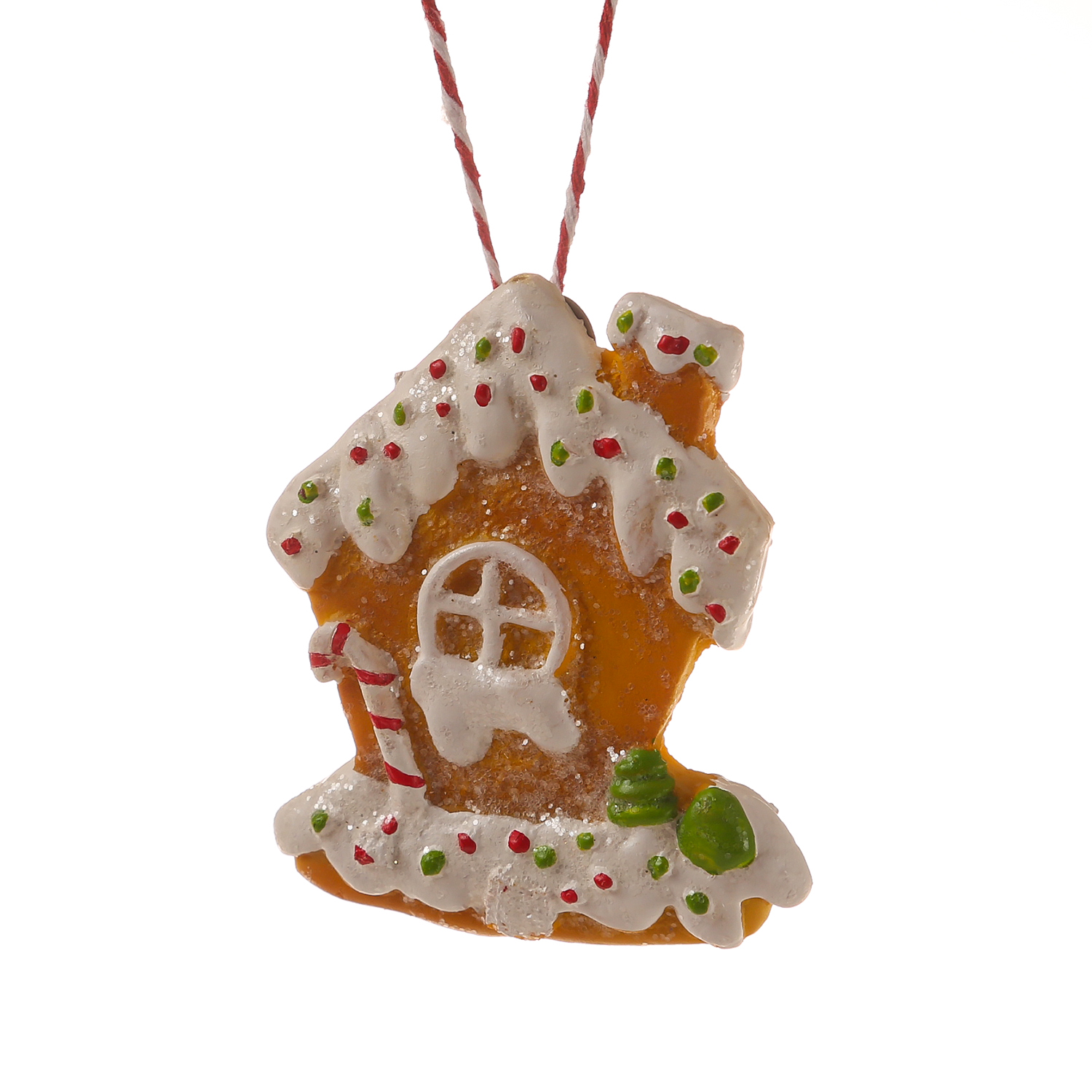Weihnachtsbaumschmuck LEBKUCHENHAUS - Polyresin - inkl. Aufhänger - matt - H: 9cm - braun