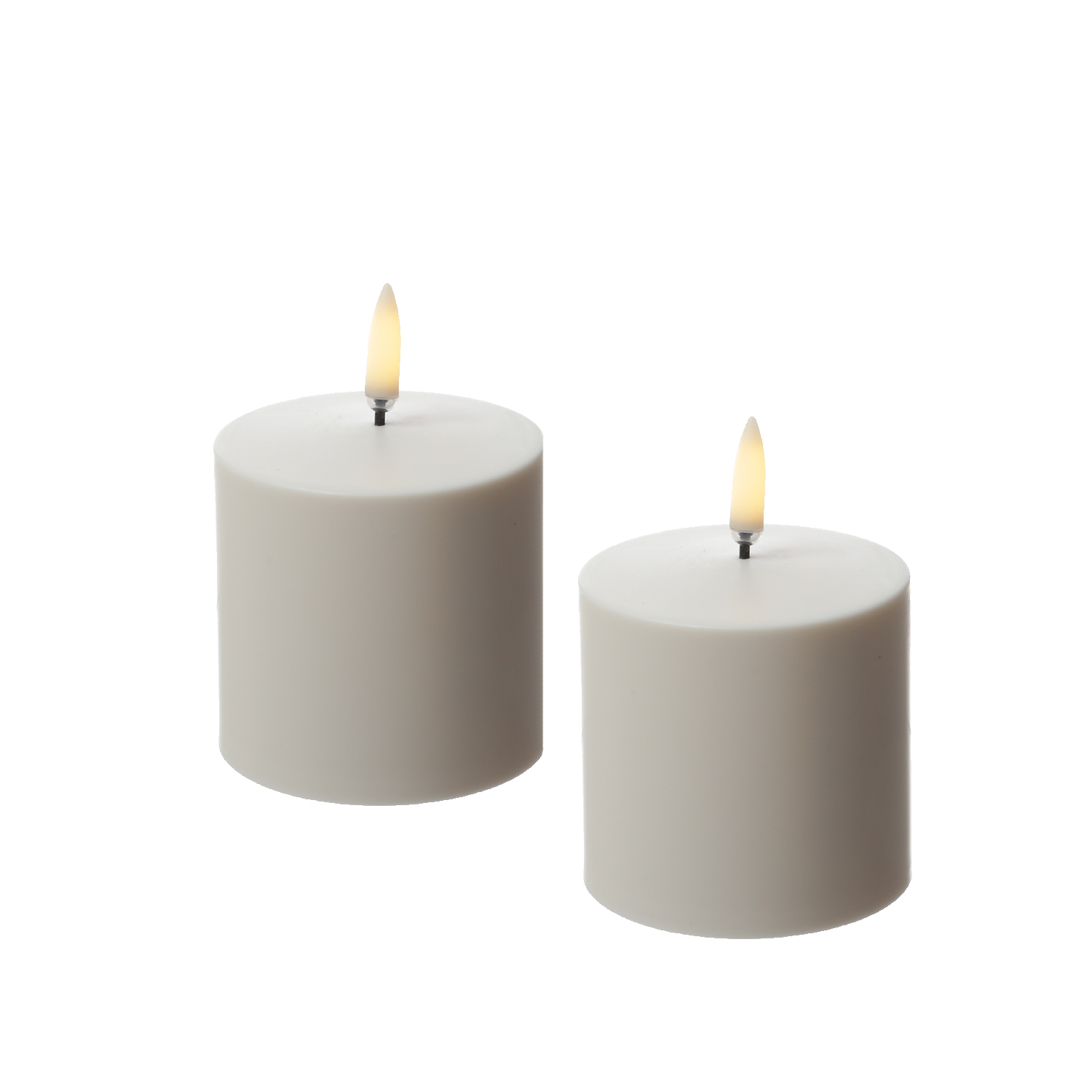 LED Kerzen - 2 wiederaufladbare LED Kerzen mit Ladestation - 6,8cm x 6,8cm - Timer - Innen/Außen