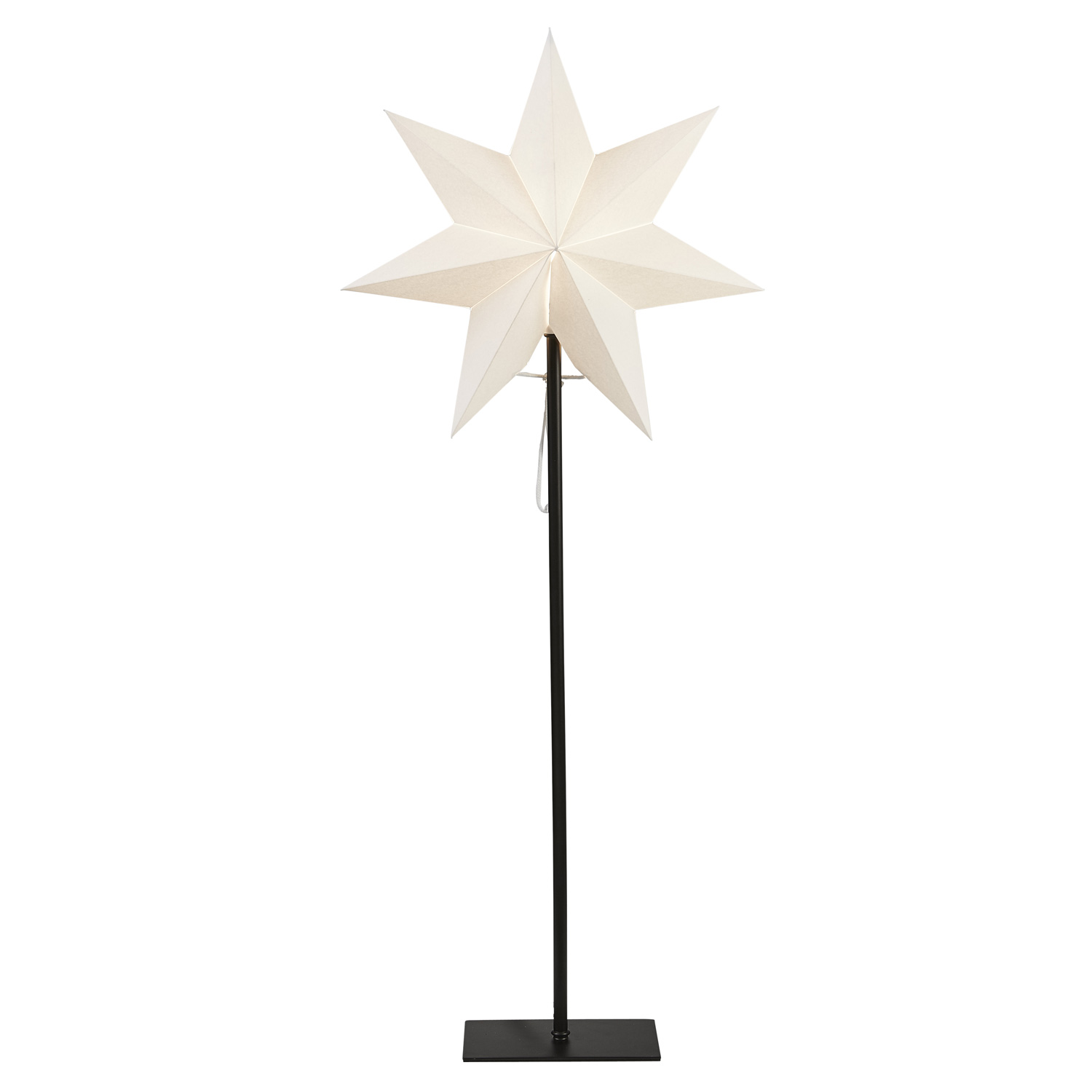 Papierstern "Frozen" - stehend - 7-zackig - D: 35cm, H: 85cm - E14 Fassung - inkl. Kabel - weiß