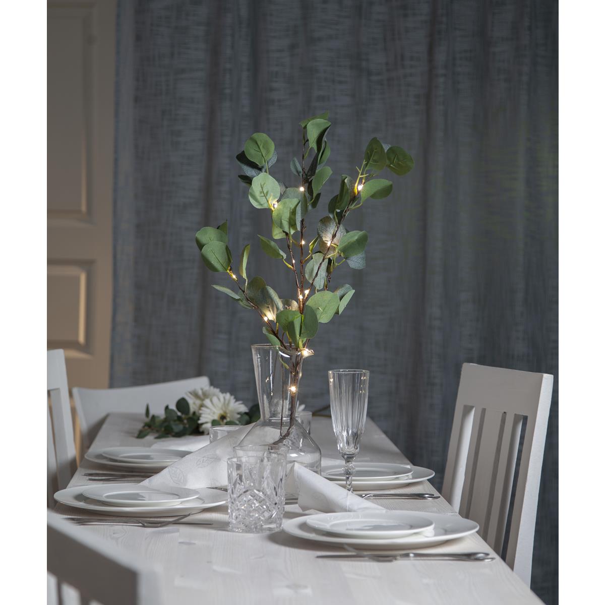 LED Leuchtzweig "Eukalyptus" - 15 warmweiße LED - H: 90cm - Batteriebetrieb - Timer - grüne Blätter