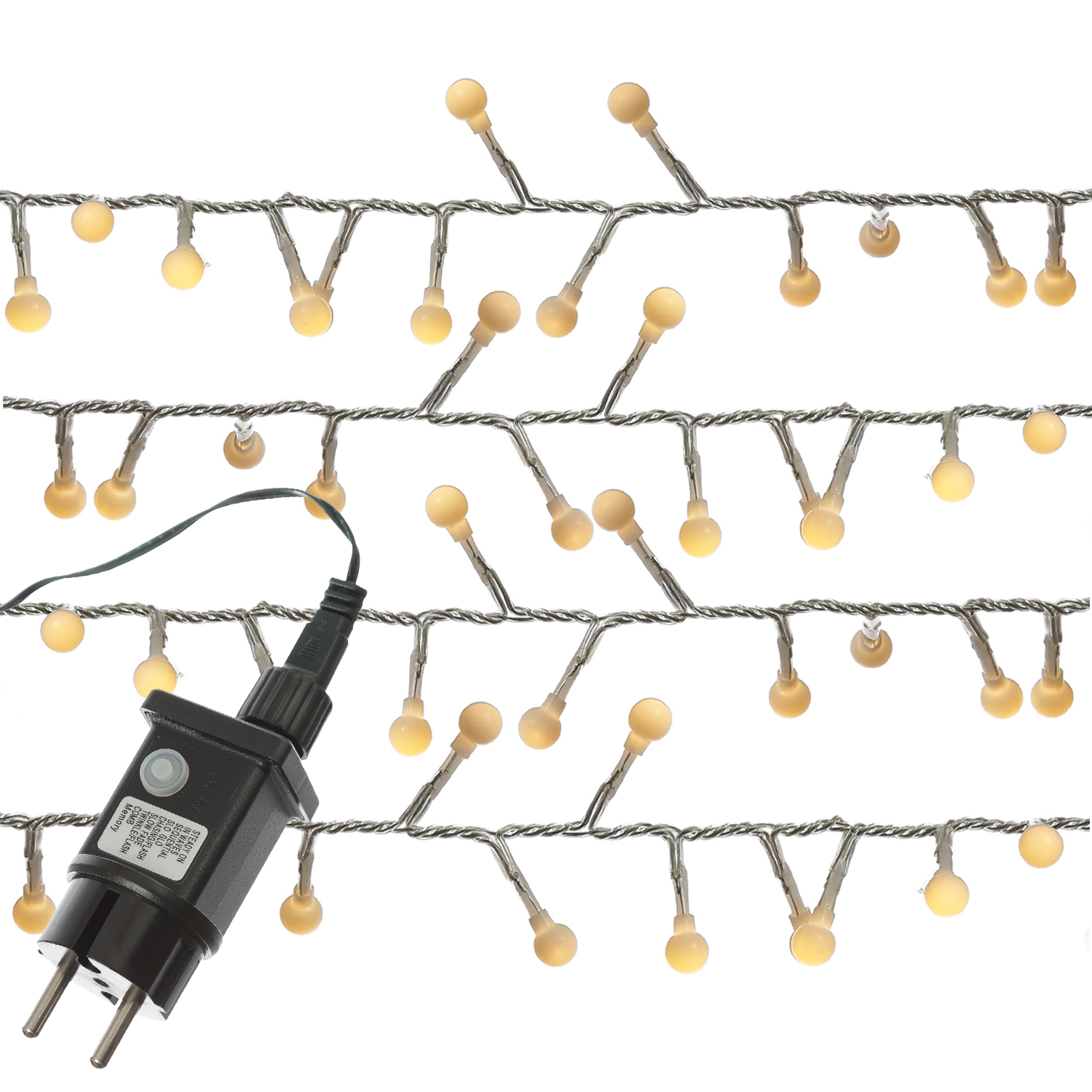 LED Lichterkette BERRY TWINKLE - 350 weiße Mini Kugeln - 8 Funktionen - Timer - L: 7,5m
