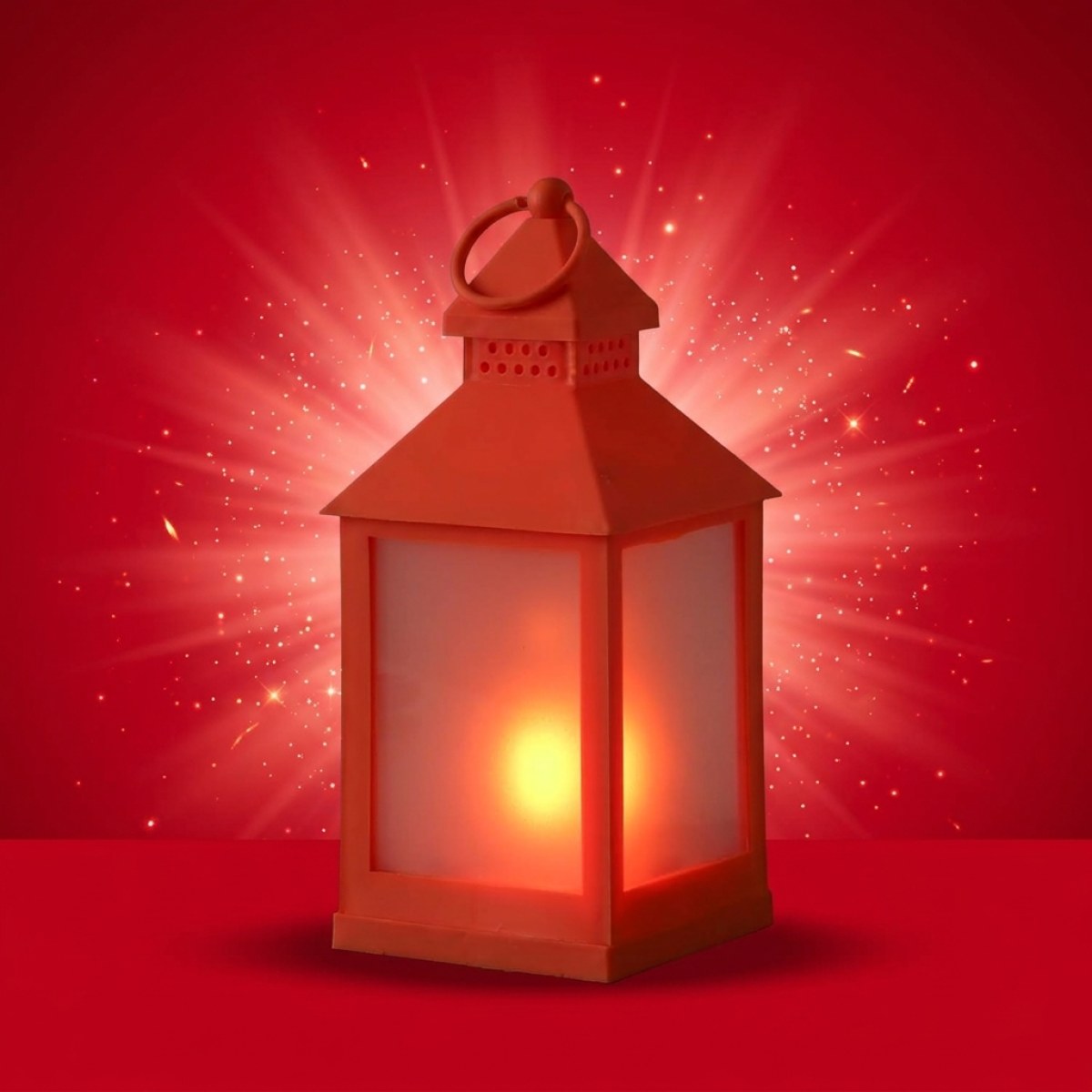 LED Laterne - mit Flammeneffekt - flackernde LED - H: 24cm - Batteriebetrieb - orange