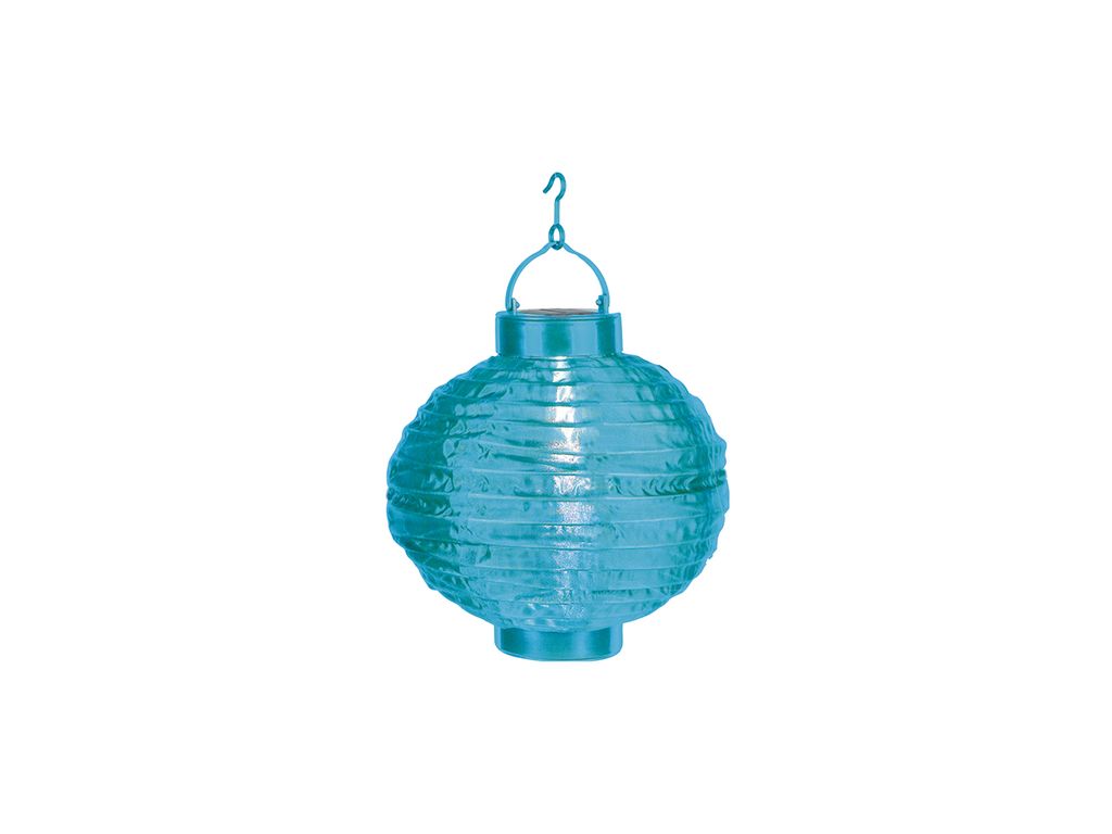 LED Solar Lampion "Festival" - kaltweiße LED - D: 20cm - Dämmerungssensor - mit Montagehaken - blau