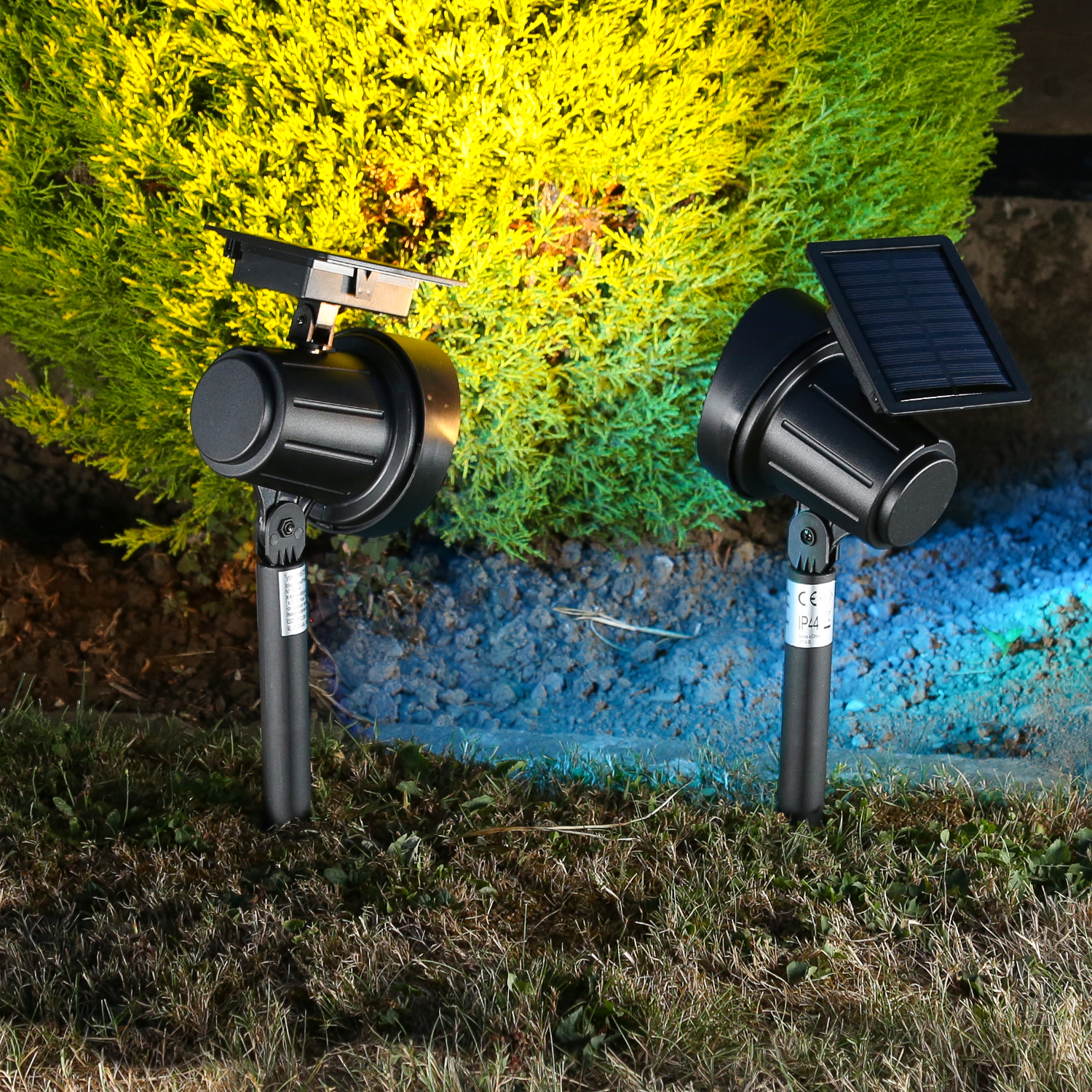 LED Solar Gartenstrahler - Gartenspot  - 8 Lichtfunktionen - 25 Lumen - H: 42,5cm -  2St.