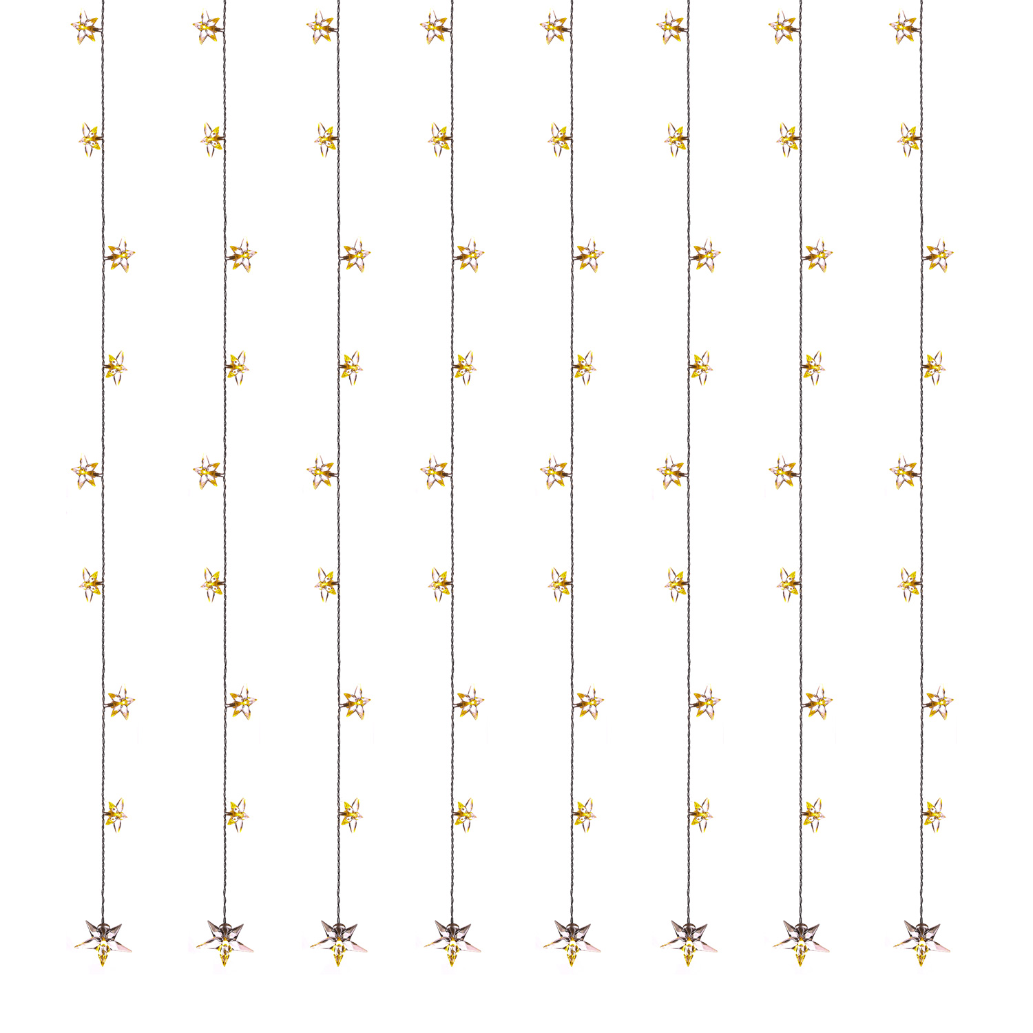 LED Lichtervorhang STERNE - 64 warmweiße LED - L: 1,2m - H: 1m - Trafo - für Innen - transparent