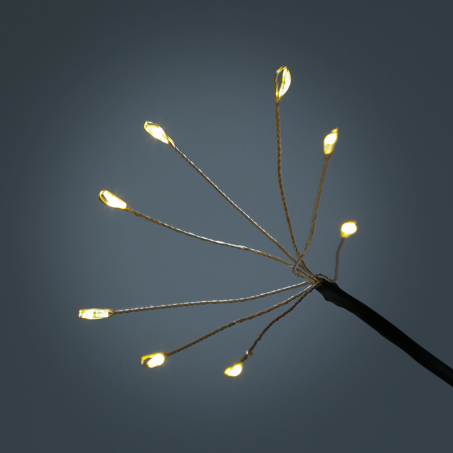 LED Gartenstecker Feuerwerk - Leuchtstäbe Pusteblumen - H: 80cm - 8Funkt./Fernb. - 3er Set schwarz