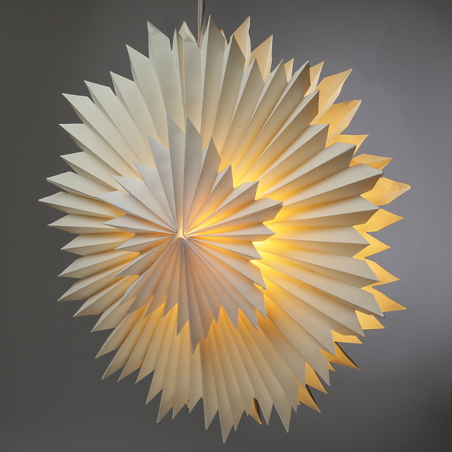 LED Papierstern EISBLUME - hängend - inkl. Kabel und LED Leuchtmittel - Timer - D: 60cm - weiß