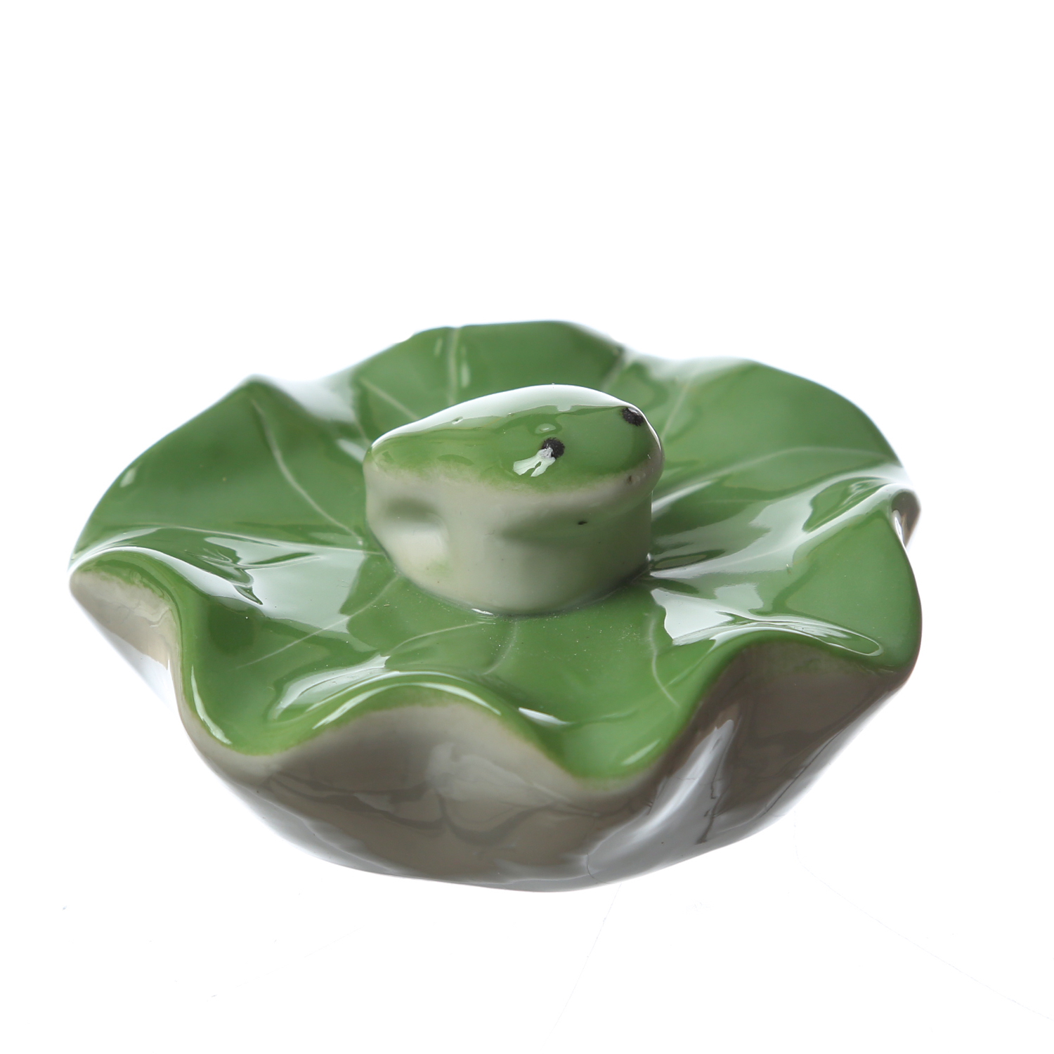 Teichdeko Frosch - schwimmender Frosch für Teich und Wasserschale - Porzellan - D: 7,8cm