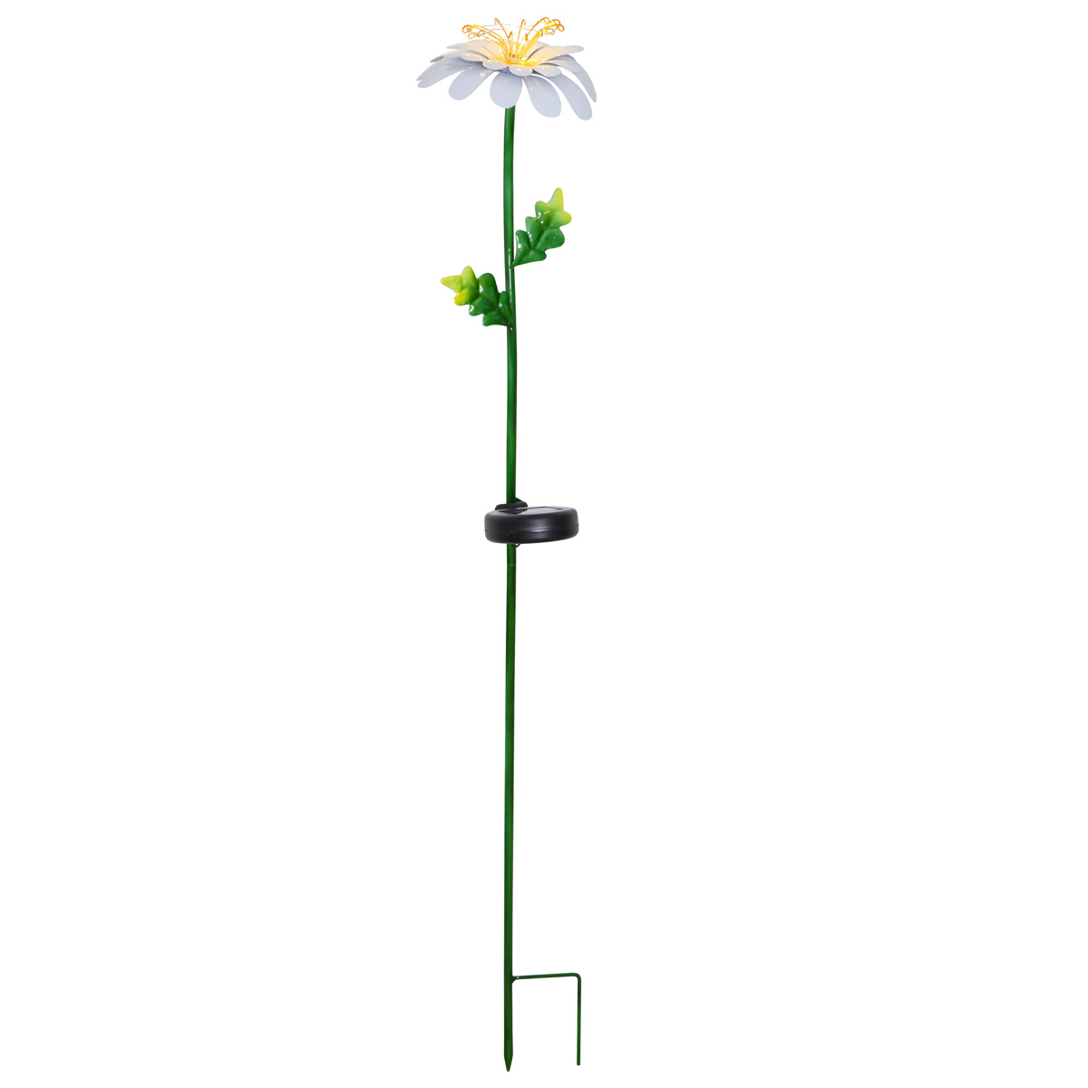 LED Solarstab "Gänseblümchen" - 10 warmweiße Dew Drop LED - H: 77cm - Dämmerungssensor