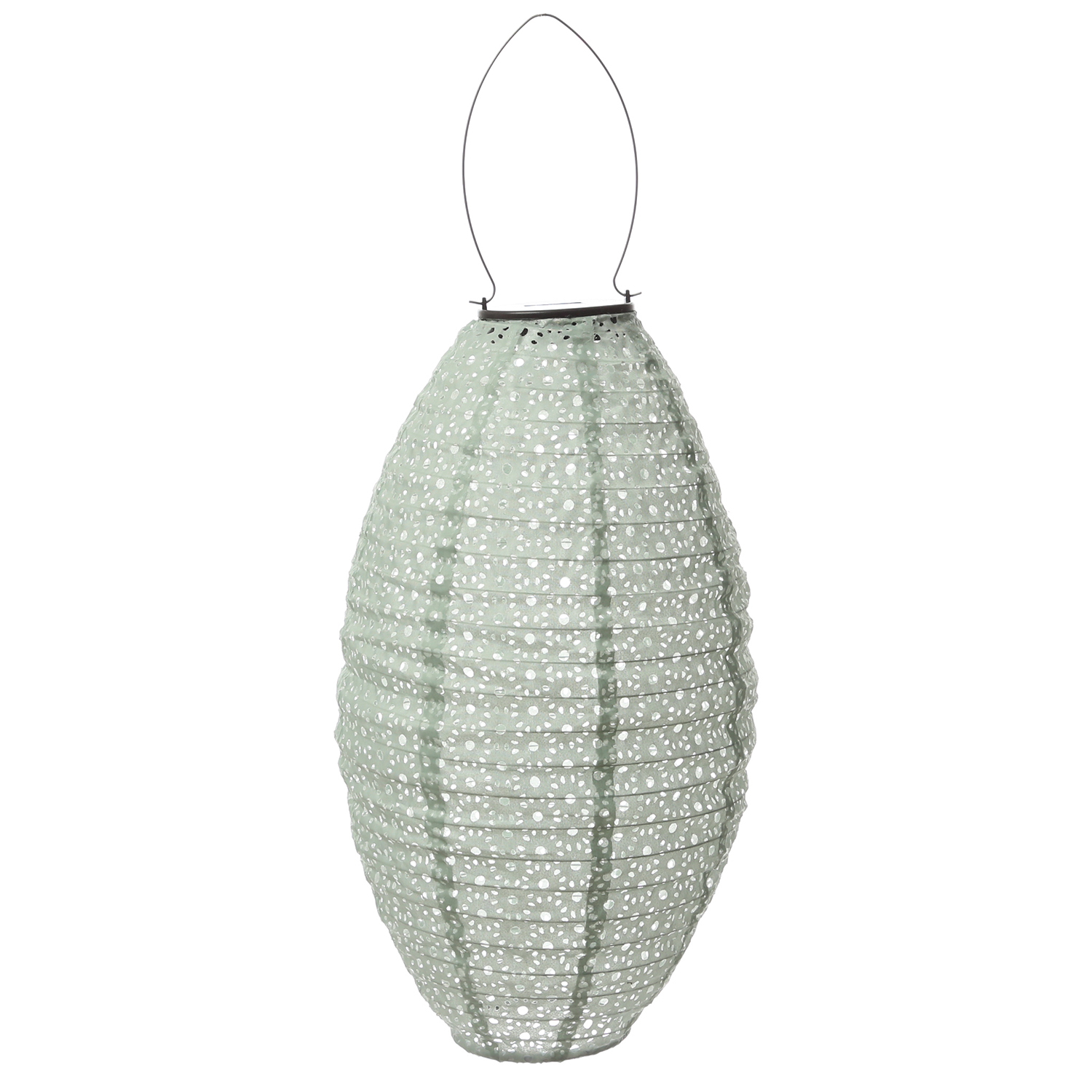 LED Solar Lampions mit Blumenmuster - oval/rund/Ballonform - Lichtsensor - grün - 3er Set