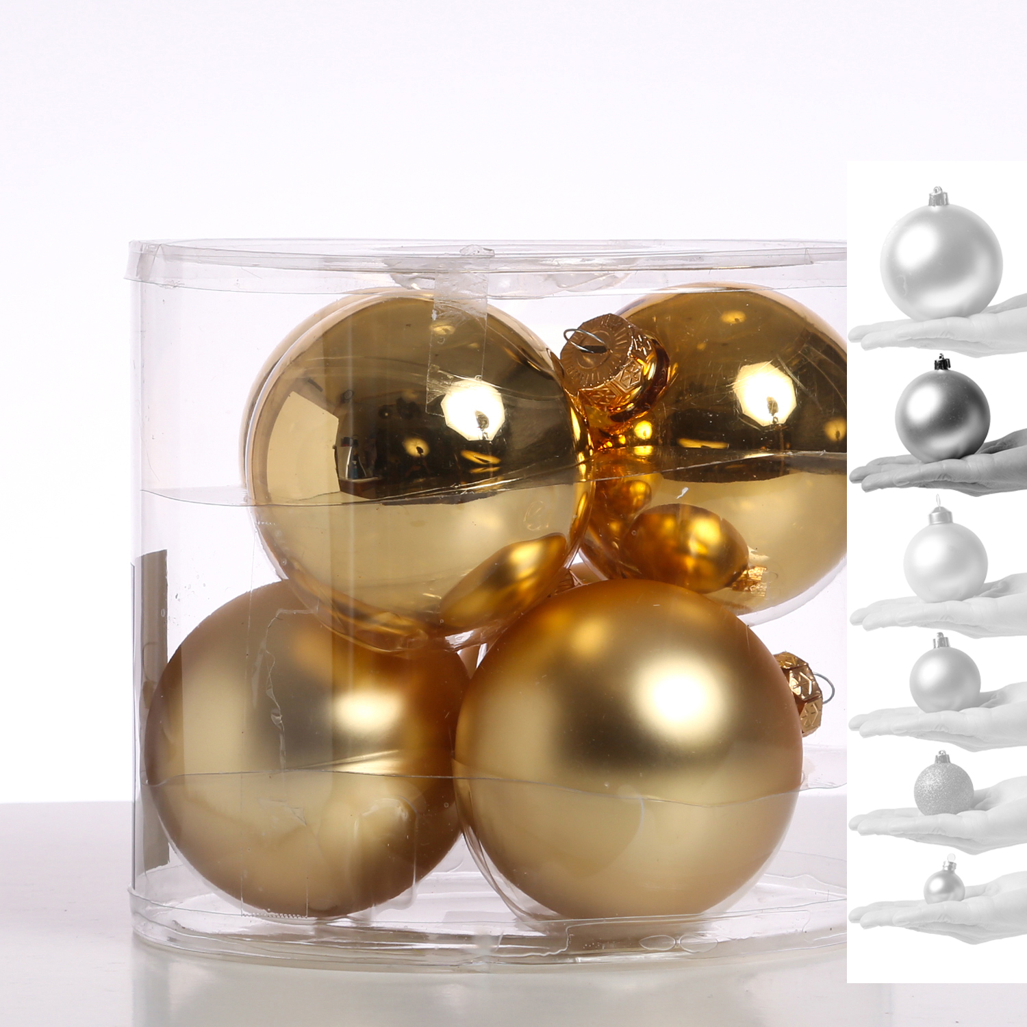 Christbaumkugel - Weihnachtsbaumkugel - Glas - D: 8cm - glänzend und matt - gold - 6er Set