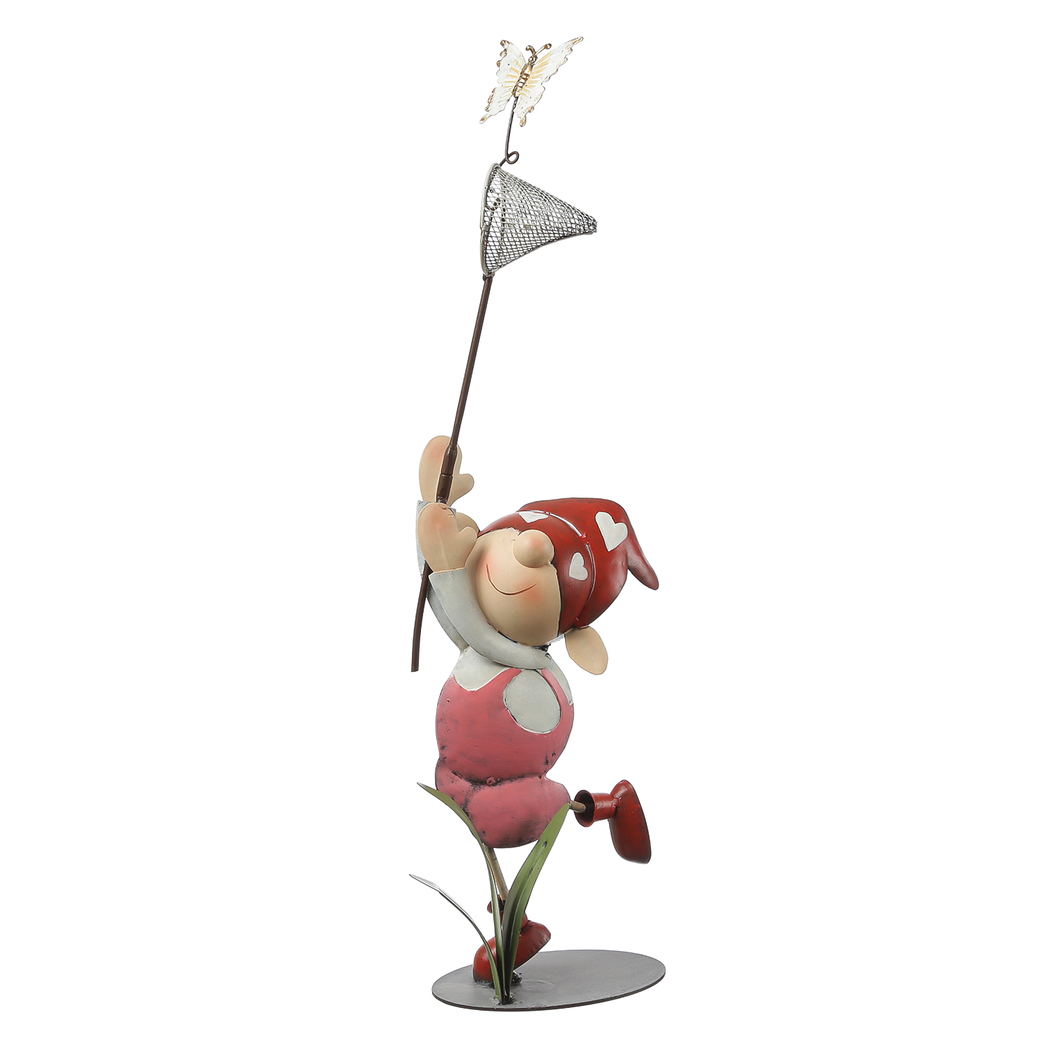 Gartenfigur Lili - Mädchen mit Schmetterlingsfänger - Dekofigur - Metall  - H: 50cm