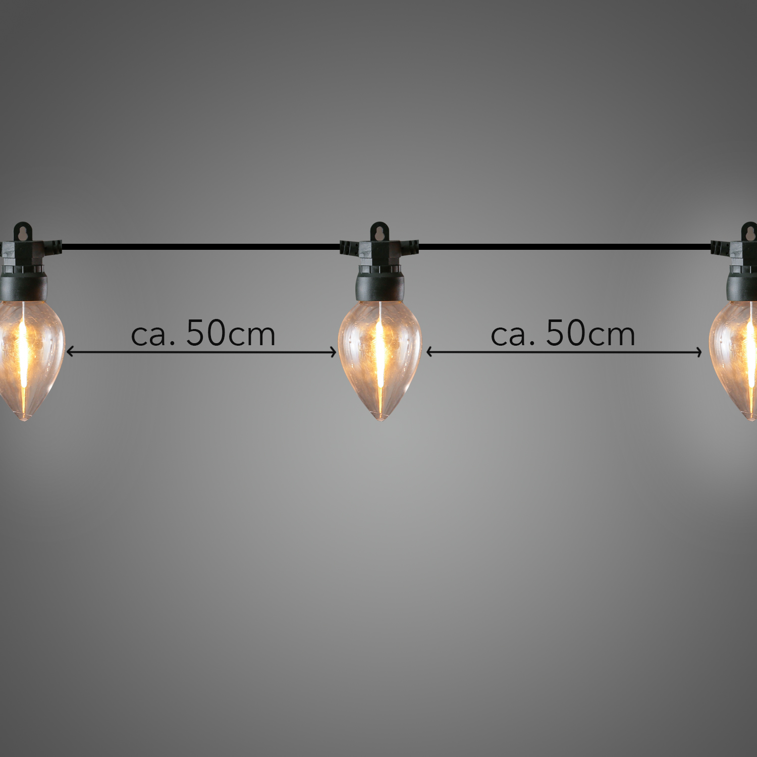 LED Lichterkette mit 8 flackernden Kerzenlampen - Flammeneffekt - L: 3,5m - Timer - für Außen
