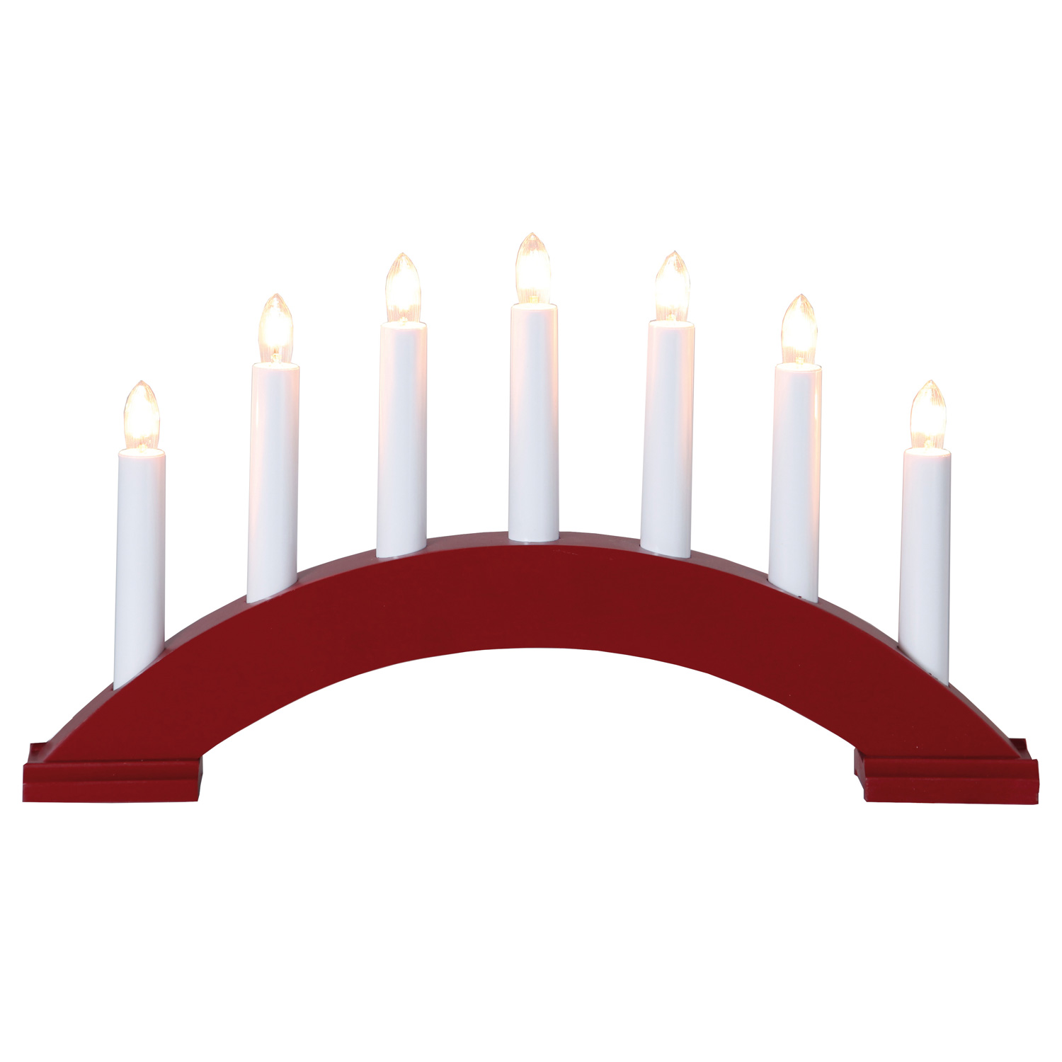 Lichterbogen Bea - 7flammig - warmweiße Birnchen - L: 39cm, H: 22cm - Schalter - rot