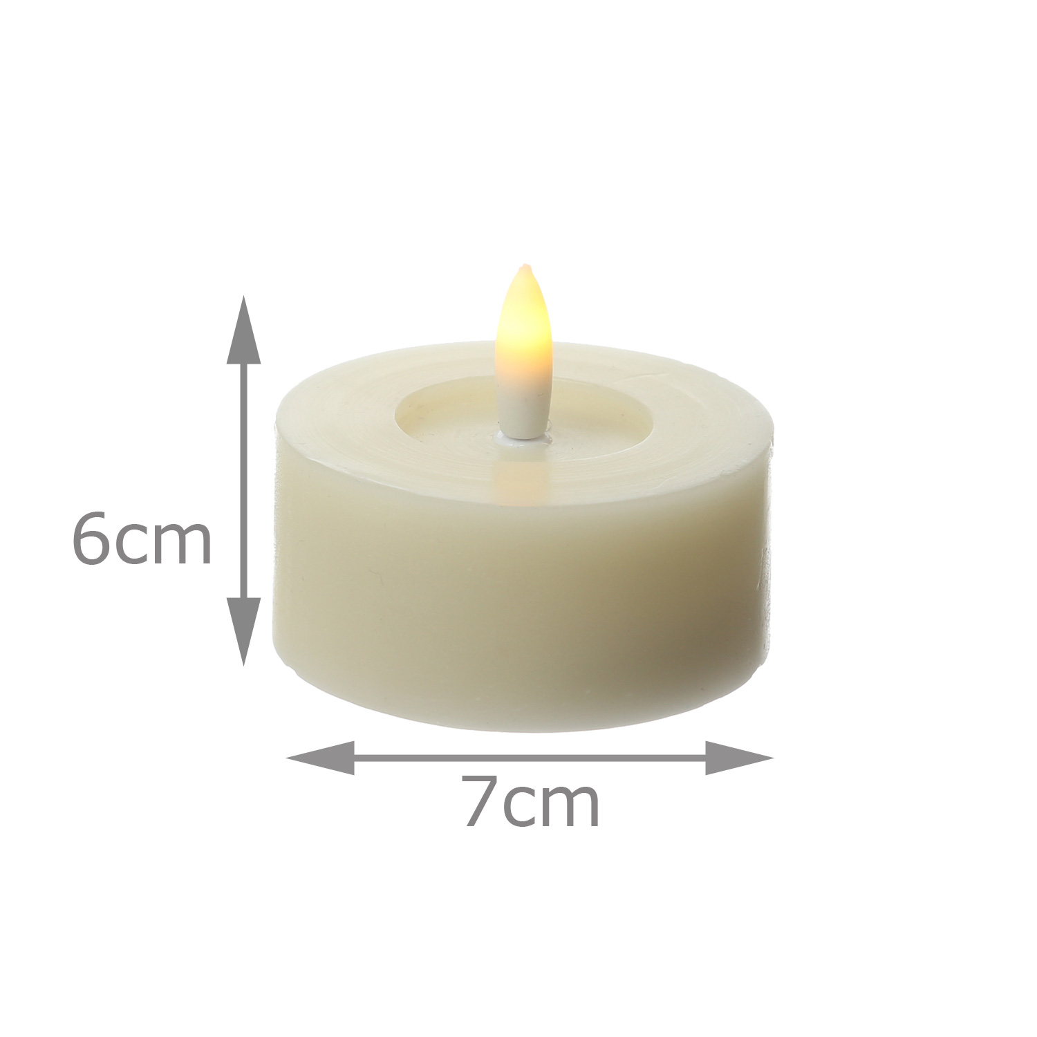 LED Maxi Teelichter LINA - Rustik-Optik - Echtwachs - Timer - D: 7cm - H: 6cm - creme - 2 Stück