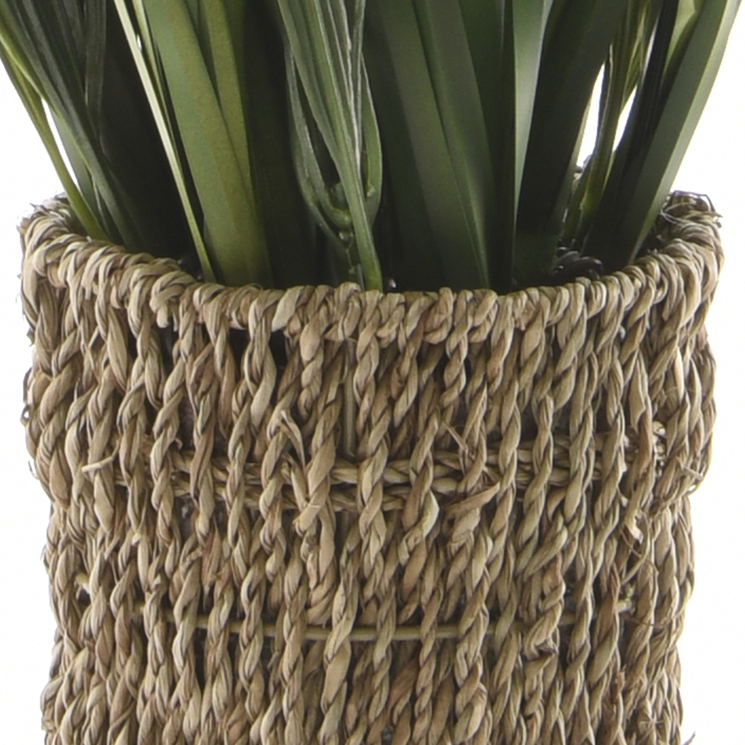 Ziergras im Korb - Kunstpflanze im Topf - Dekogras - H: 80cm - D: 12cm - grün/braun