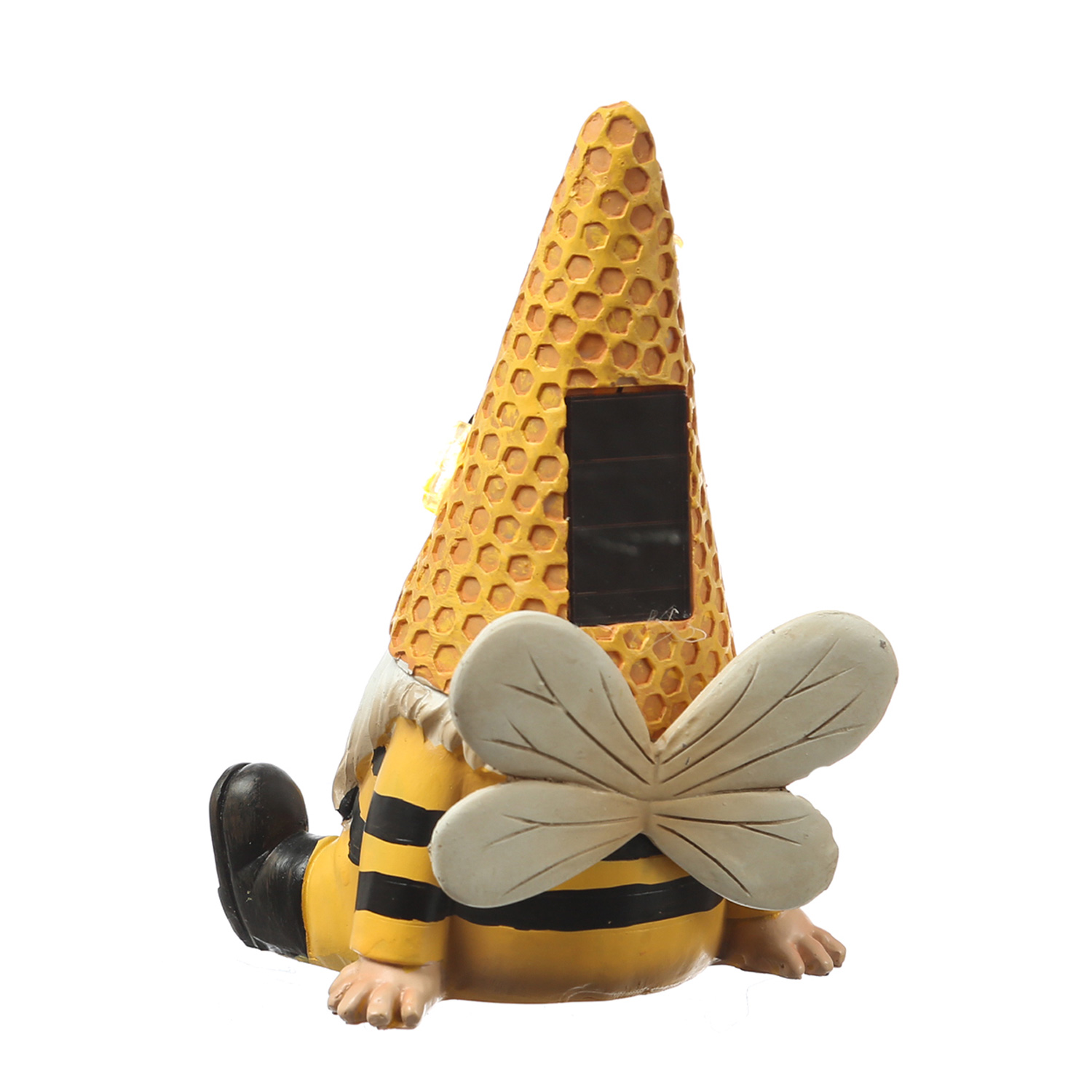 LED Solar Gartenzwerg Biene mit Honigtopf - Gartenfigur - warmweiße LED - Lichtsensor - H: 17,5cm