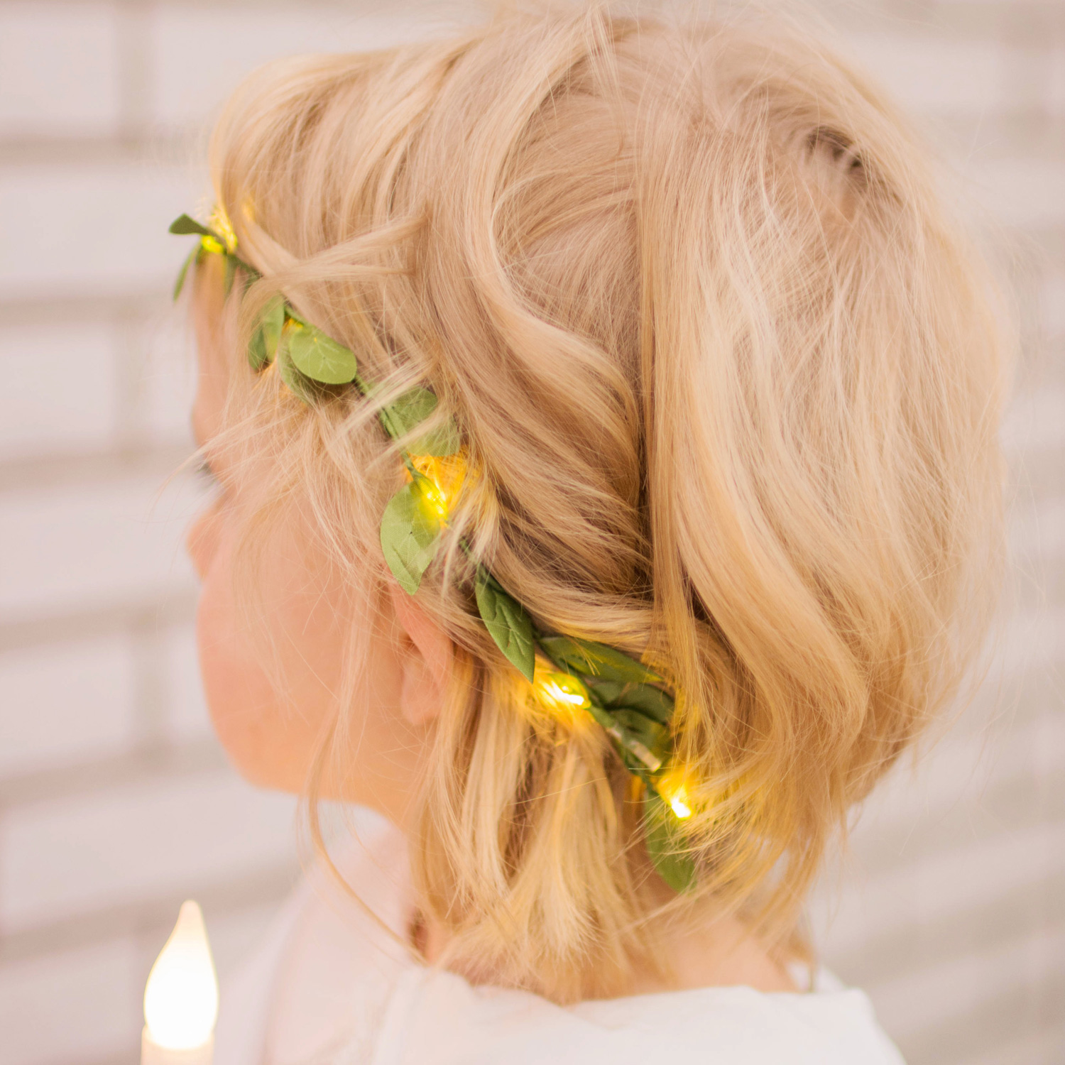 LED Lichterkette "Blätter" - 10 warmweiße LED - L: 95cm - Batteriebetrieb - grüne Blätter