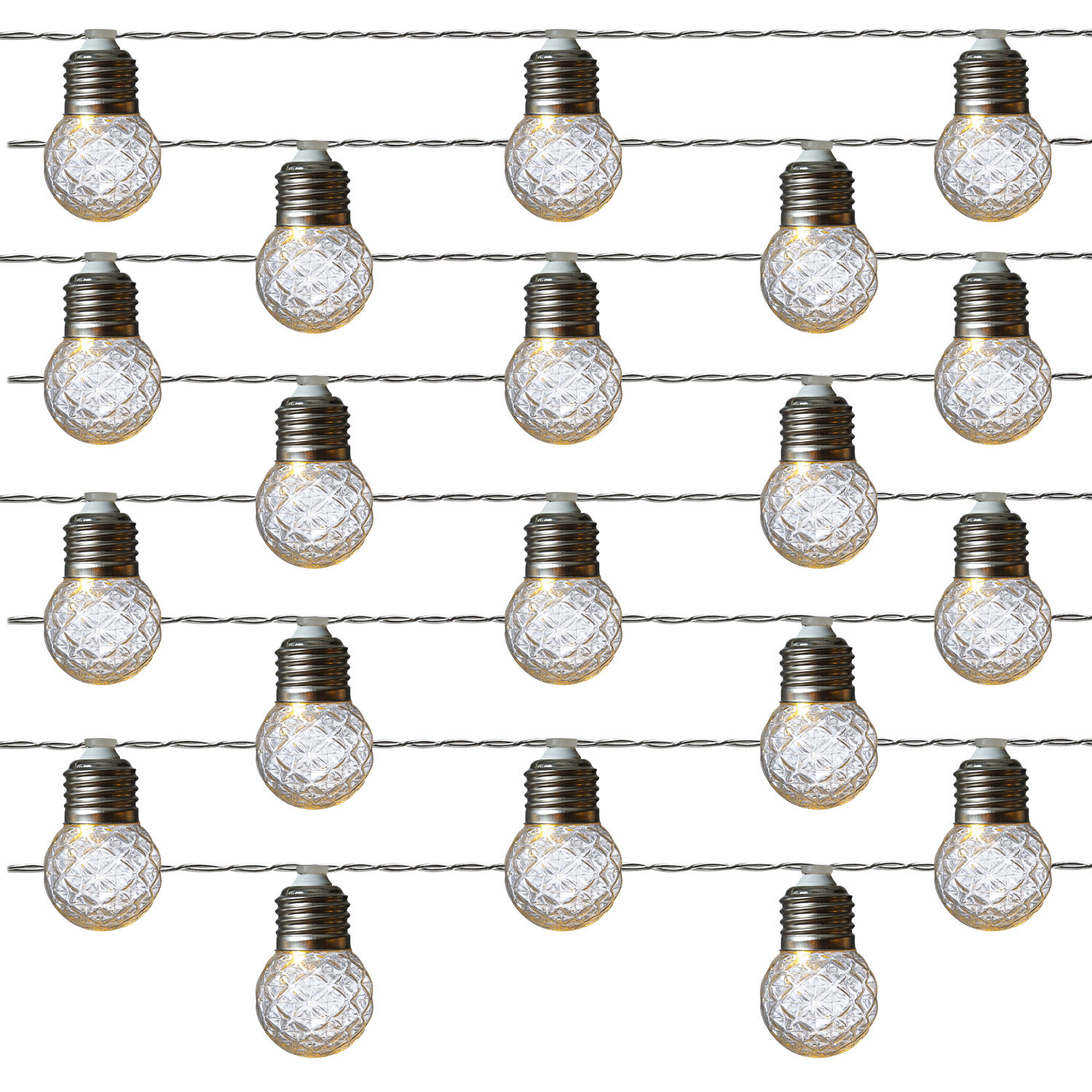 LED Solar Lichterkette Kristall Kugeln - 20 Kugeln - L: 3,8m - Blink-/Dauerlichten - Lichtsensor