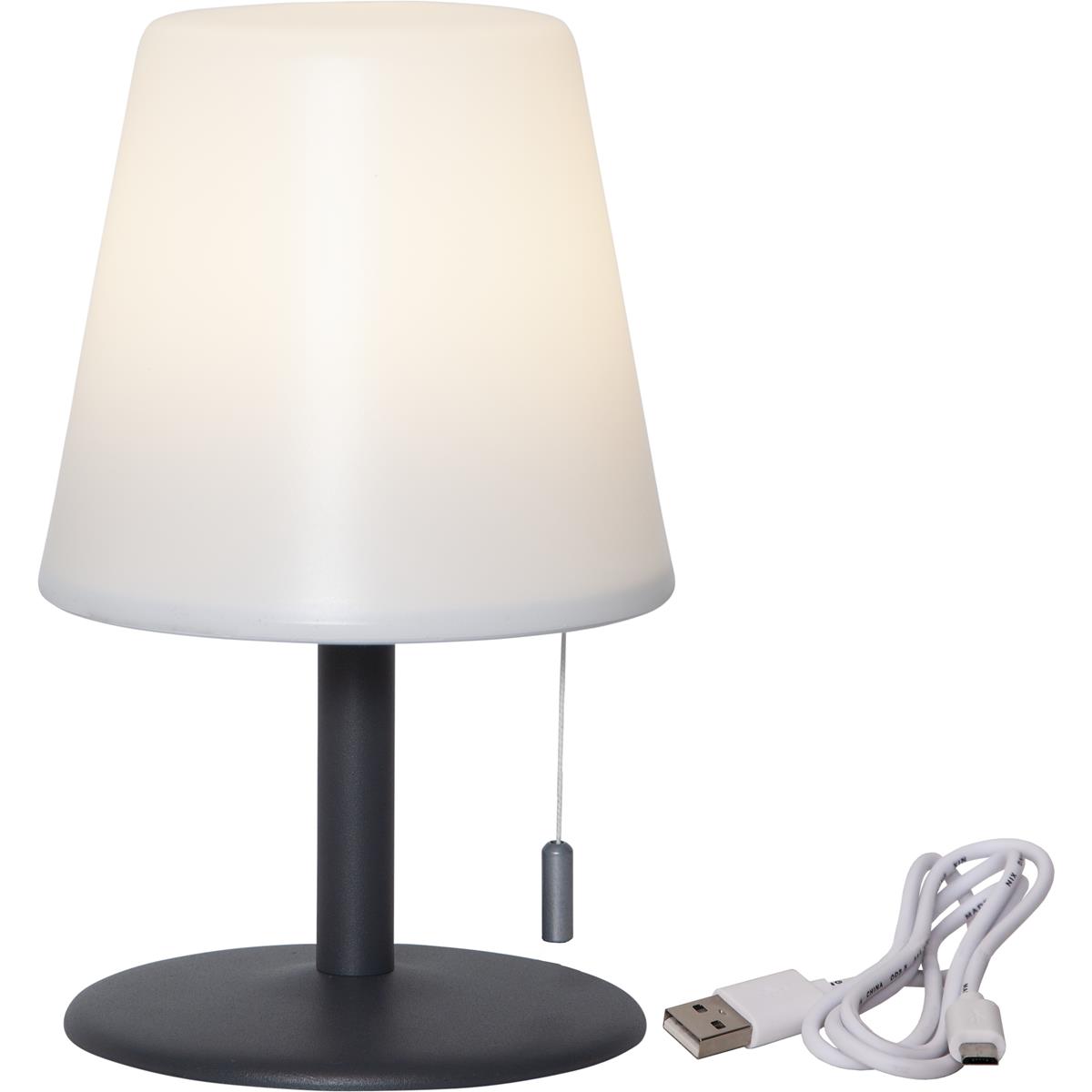 LED Garten Tischlampe - H: 60cm - weißer Lampenschirm, D: 16cm - Batteriebetrieb - Outdoor LED Garten Tischlampe - H: 60cm - weißer Lampenschirm, D: 16cm - Batteriebetrieb - Outdoor