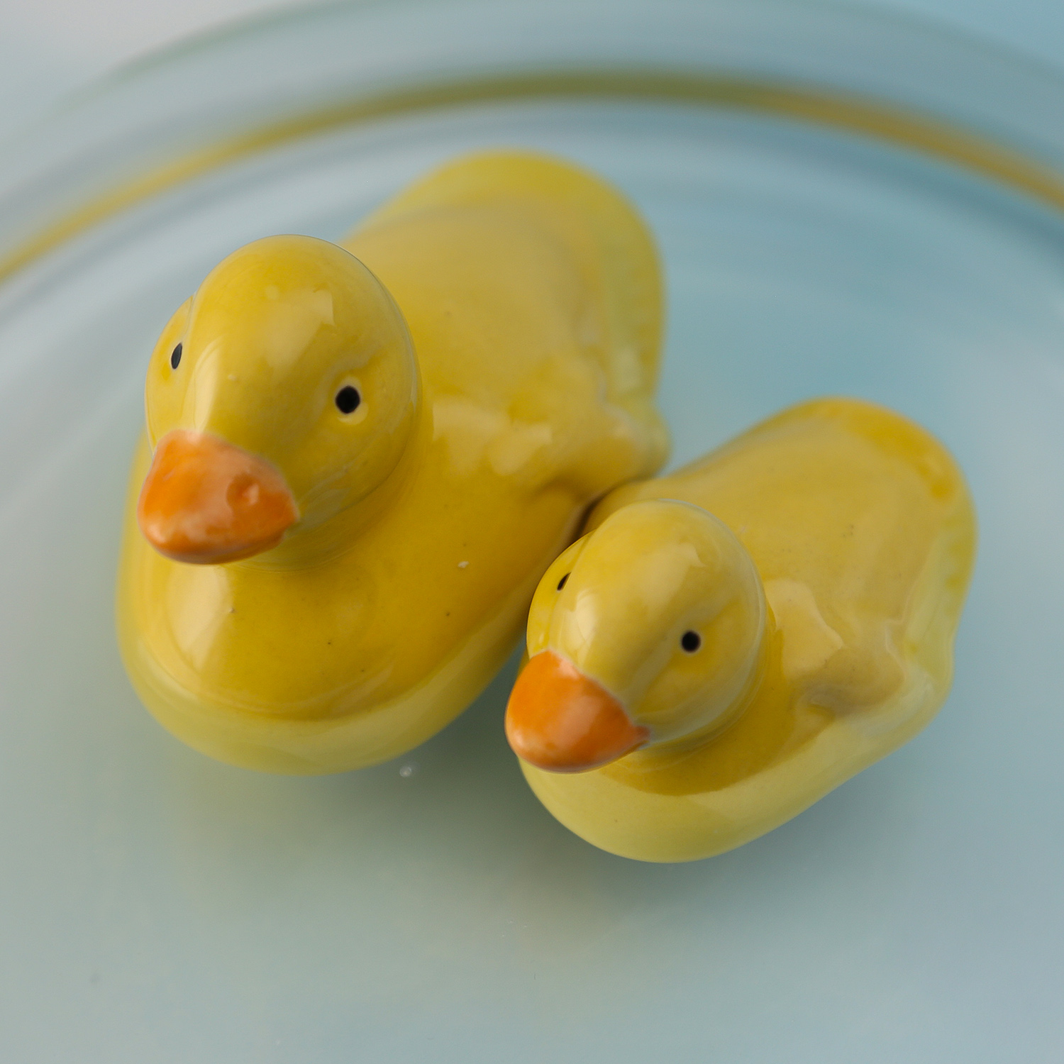 Teichdeko ENTE - Dekofigur - Porzellan - schwimmend - L: 9,7cm - H: 7,5cm - gelb