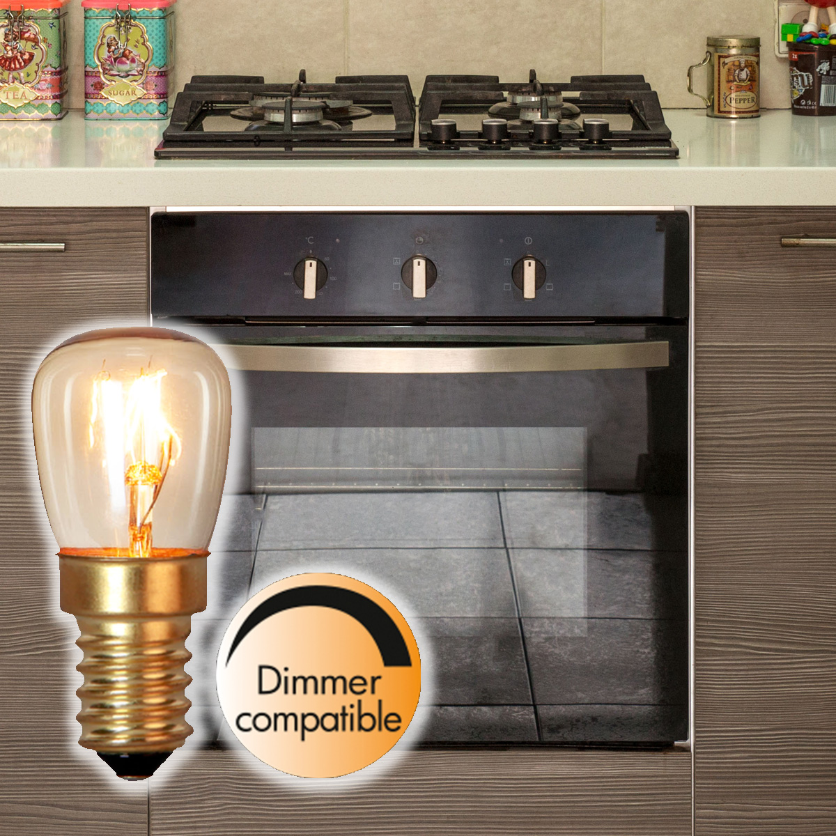 Ofenlampe E14 - 15W - hitzebeständig 300°C - dimmbar - WW 2700K - 80lm