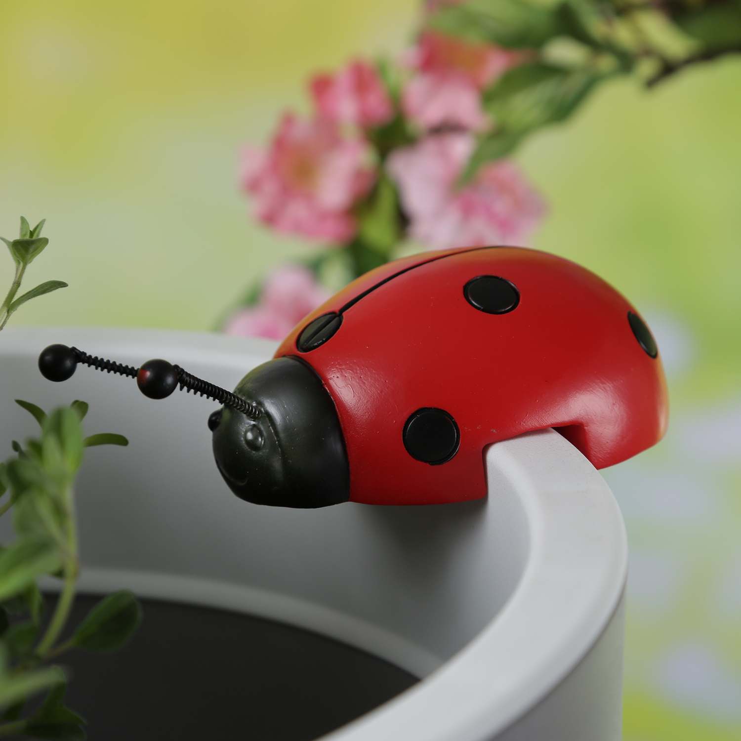 Blumentopfhänger Marienkäfer - Dekofigur als Topfhänger - Tierfigur - Polyresin - H: 11,5cm