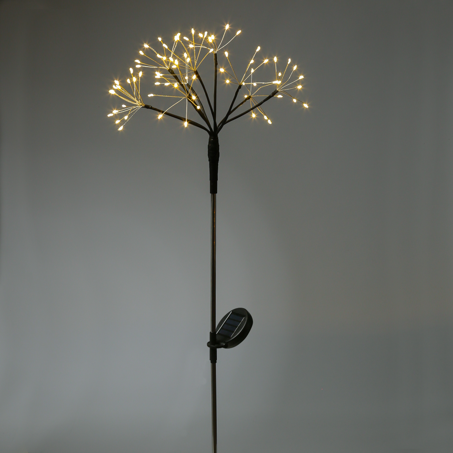 LED Solarstab Feuerwerk - Gartendeko - 80 warmweiße LED - H: 80cm - Lichtsensor - 8 Modi - schwarz