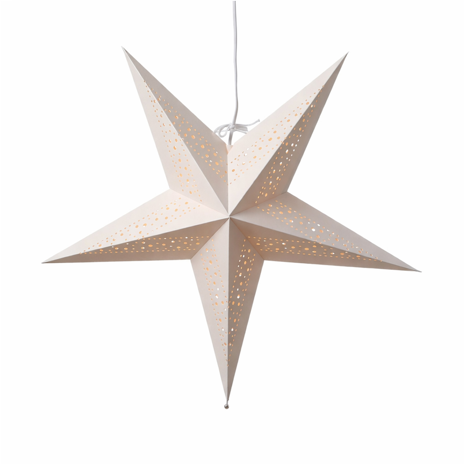 Papierstern LEA - hängend - 5-zackig - D 55cm - inkl. E14 Fassung und Kabel - weiß