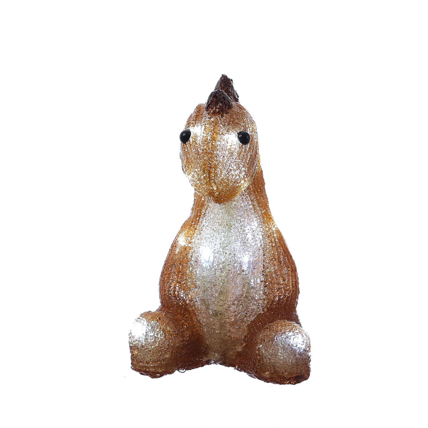 LED Dinosaurier - Acryl Tierfigur - 20 kaltweiße LED - H: 21cm - Timer - Batteriebetrieb - braun