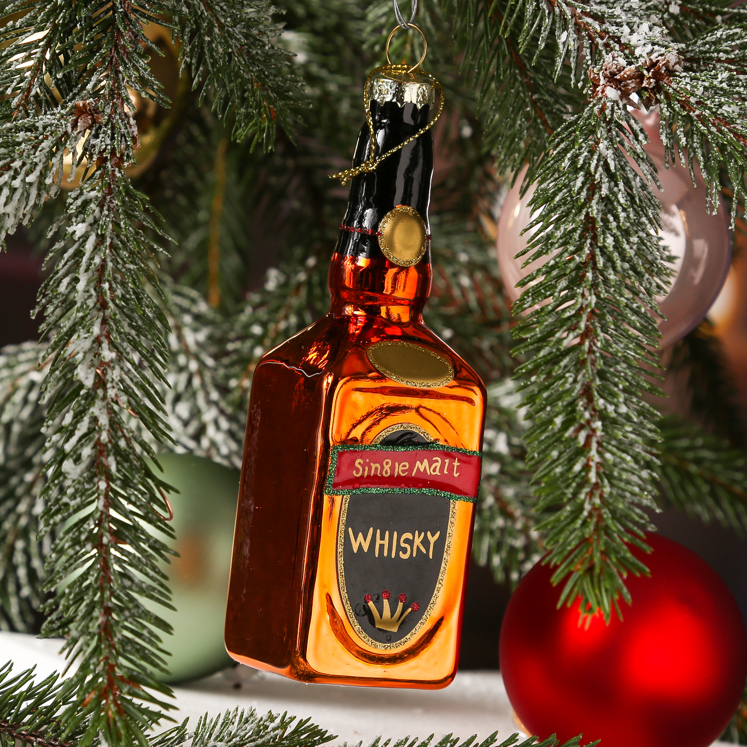 Christbaumschmuck WHISKY - Glas - inkl. Aufhänger - H: 14,5cm