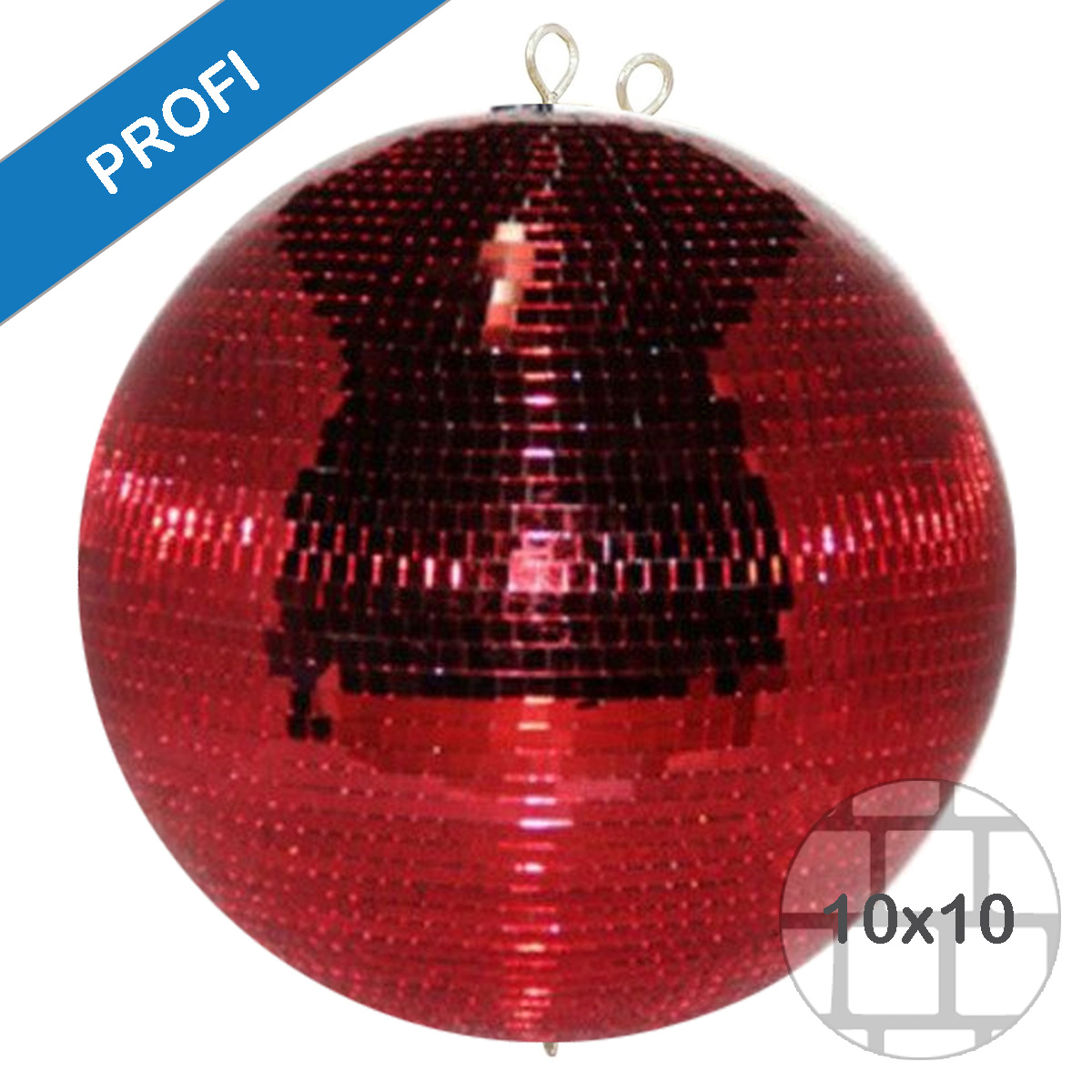 Spiegelkugel 200cm - rot - Diskokugel Echtglas - 10x10mm Spiegel - PROFI Serie