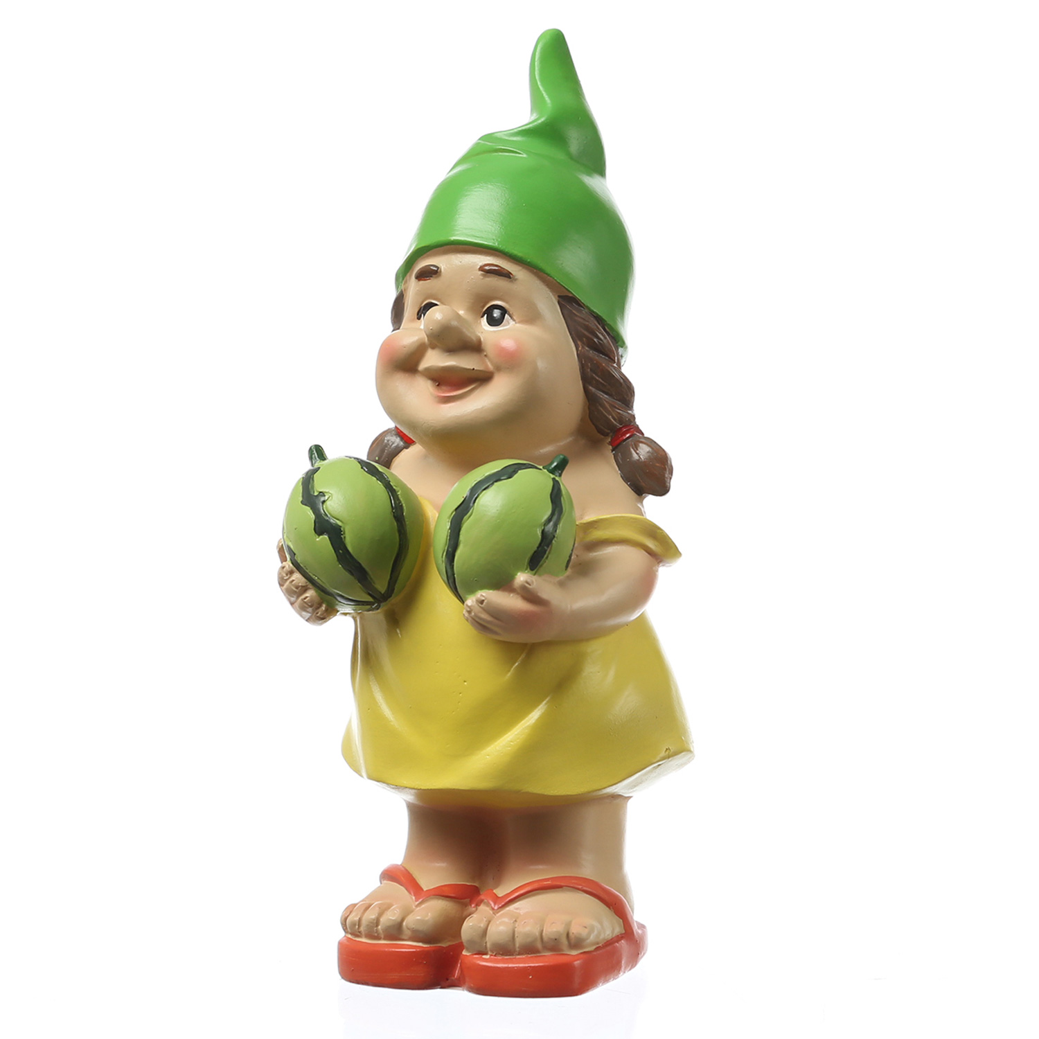 Gartenzwerg MAGDA mit Melonen - Gartenfigur  - Polyresin - H: 22,5cm