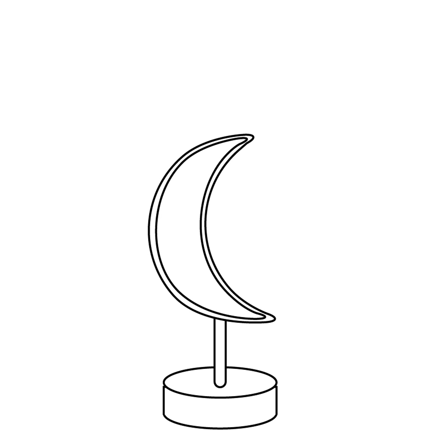 LED NEON Figur MOND - Dekoleuchte - H: 30cm - Batterie oder USB Betrieb - stehend - warmweiß