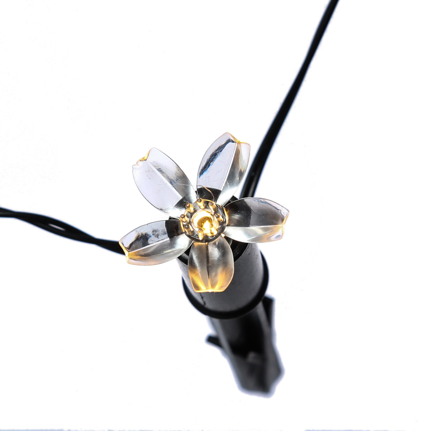 LED Solar Lichterkette Blüten - 5 warmweiße LED - L: 1,2m - H: 17cm - Lichtsensor - für Außen