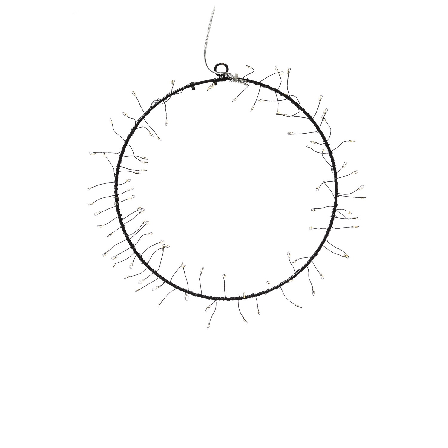 LED Kranz - Lichtkranz - 90 warmweiße LED - D: 24cm - Batterie - Timer - für Innen - schwarz