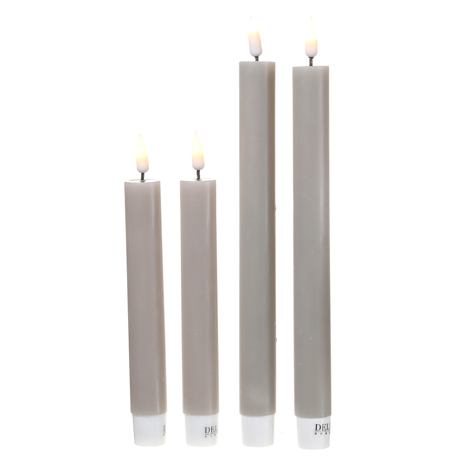 LED Stabkerzen MIA - Echtwachs - realistische 3D Flamme - H: 15cm - sand/taupe - 2 Stk
