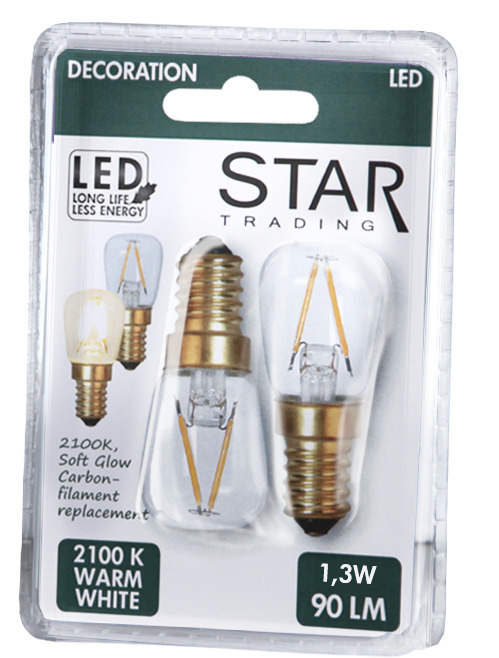 LED Leuchtmittel GLOW 2er Pack - E14 - 1,3W - warmweiss 2100K - 90lm - dimmbar
