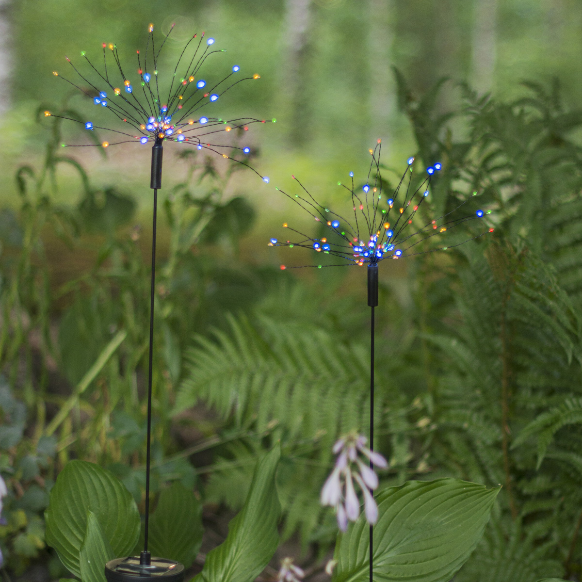 LED Solarstab FEUERWERK Gartendeko - 90 bunte LED - H: 100cm - Dämmerungssensor