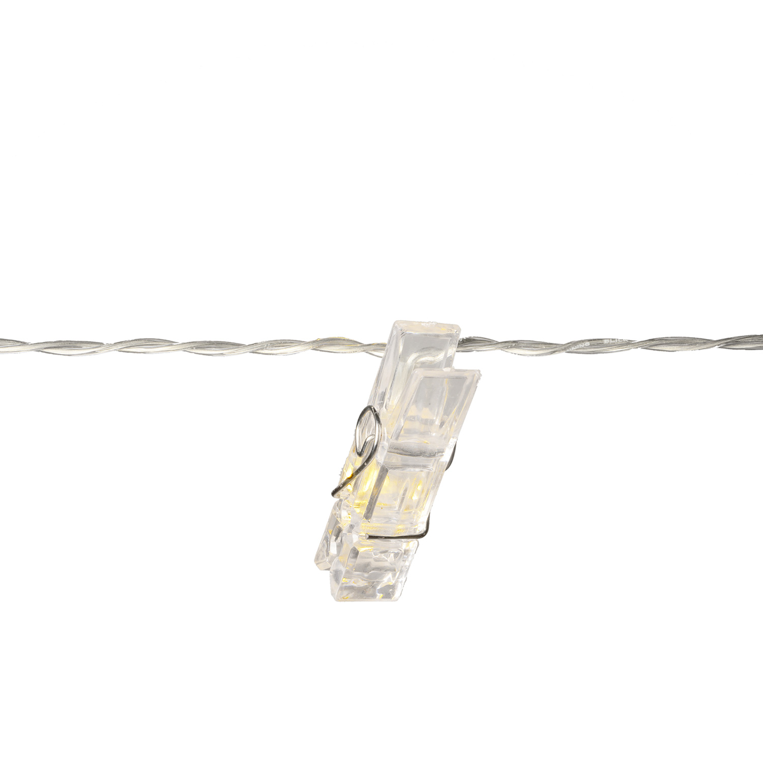 LED Clip Lichterkette - 12 Wäscheklammern - warmweiße LED - L: 2,75m - Trafo 4,5V - transparent