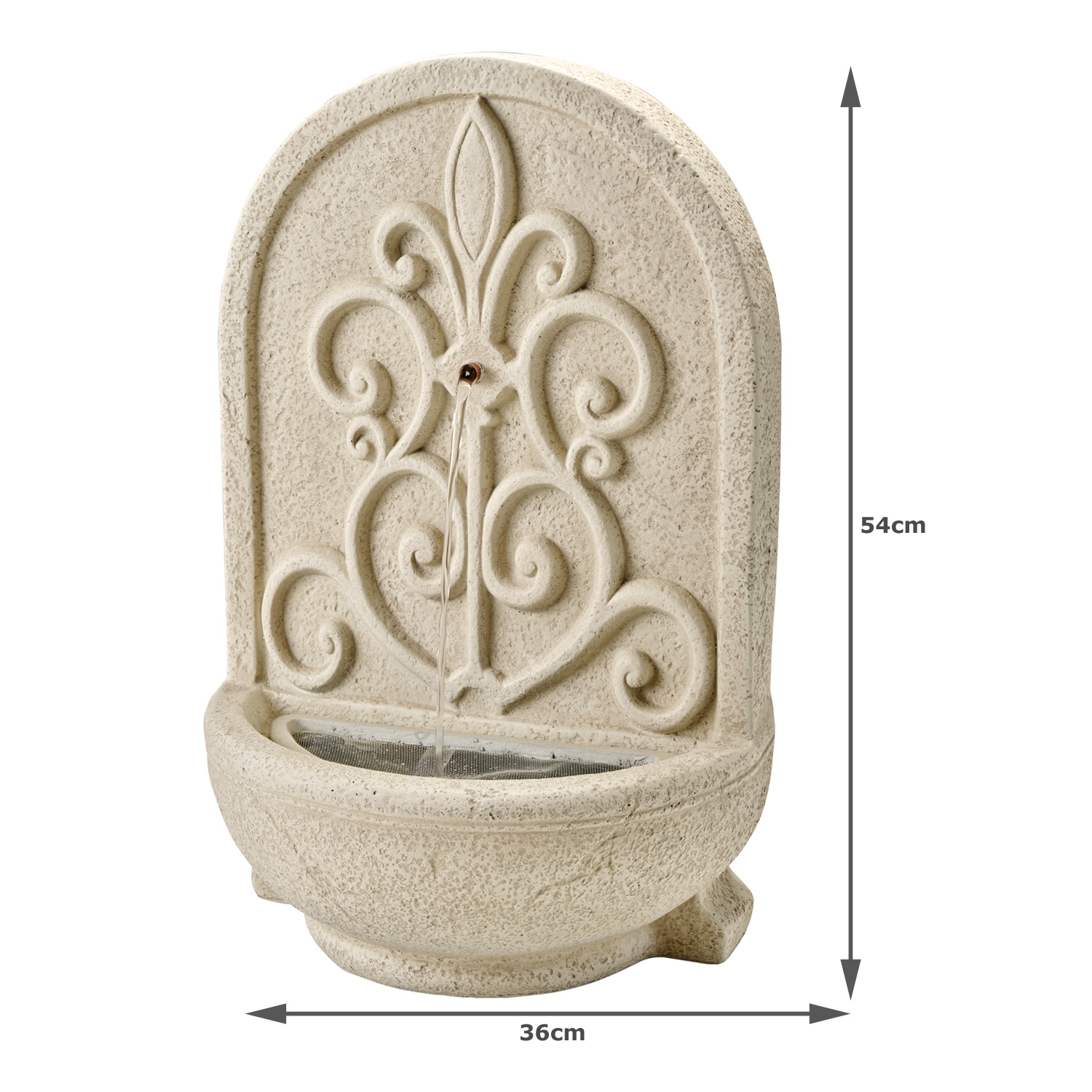 Brunnen - Wand- und Standbrunnen - rund - GRC Beton - H: 54cm - Außen - beige