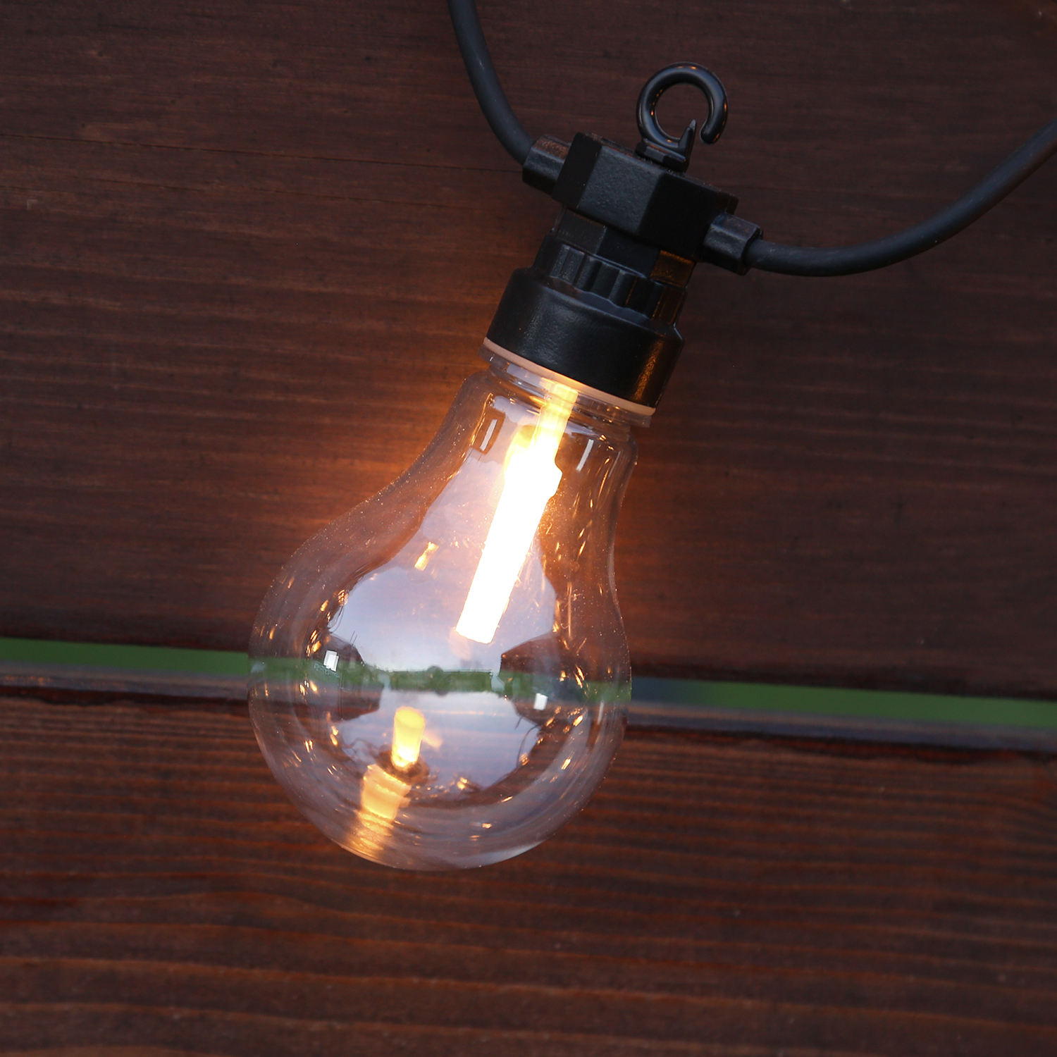 LED Lichterkette - 20 warmweiße Filament LED - L: 9,5m - koppelbar bis 100 LED - Trafo - für Außen