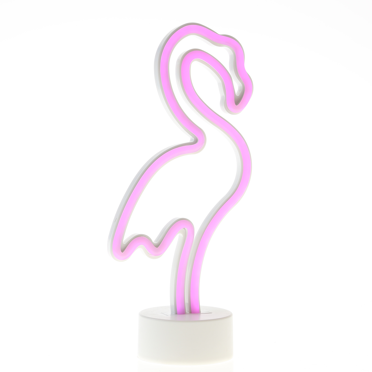LED NEON Figur FLAMINGO - Dekoleuchte - H: 30cm - Batterie oder USB Betrieb - stehend - pink